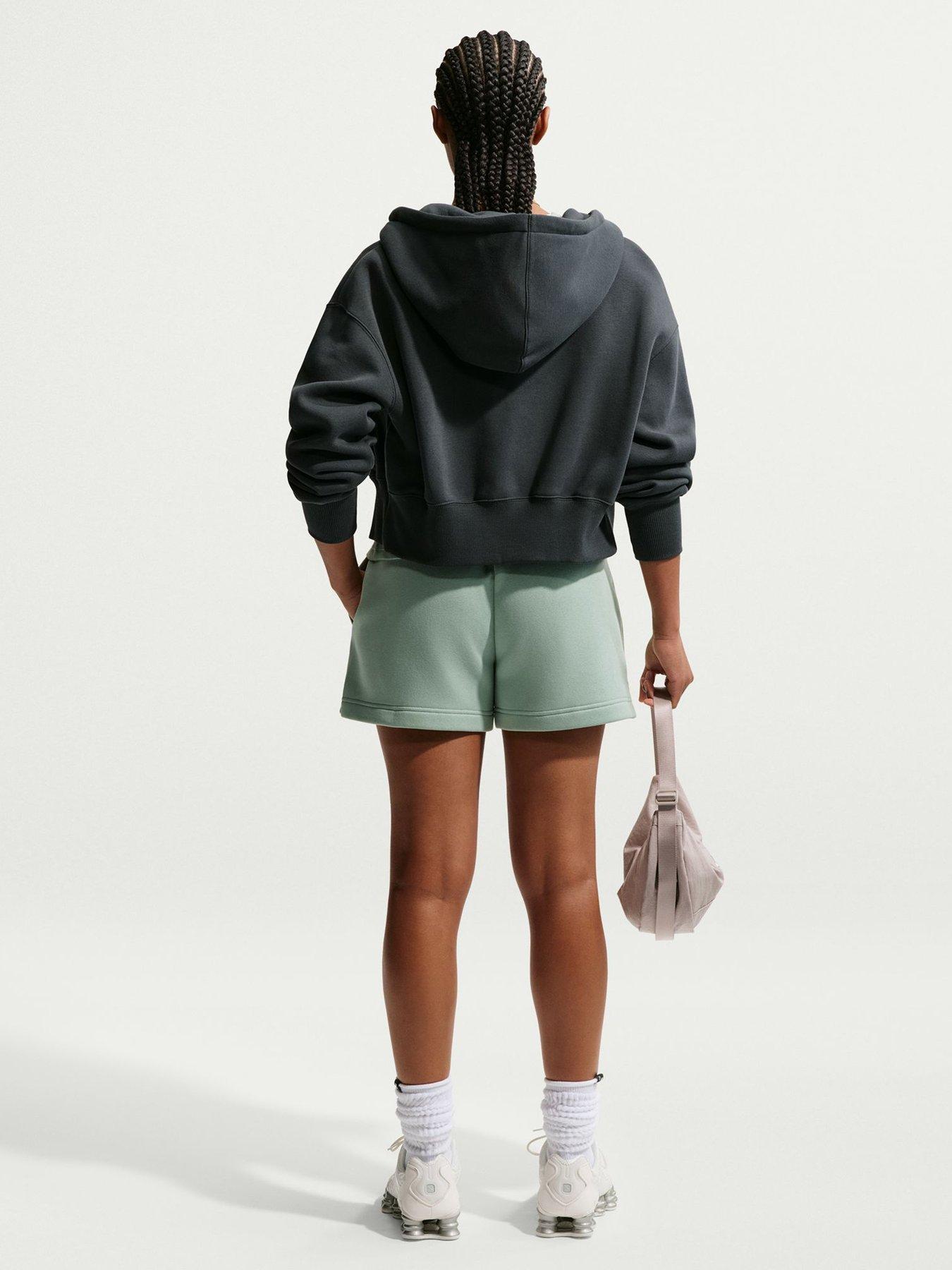 Image 4 of 5 of Nike Womens Sportswear Phoenix Fleece Mid Rise 4 Inch Shorts - Green