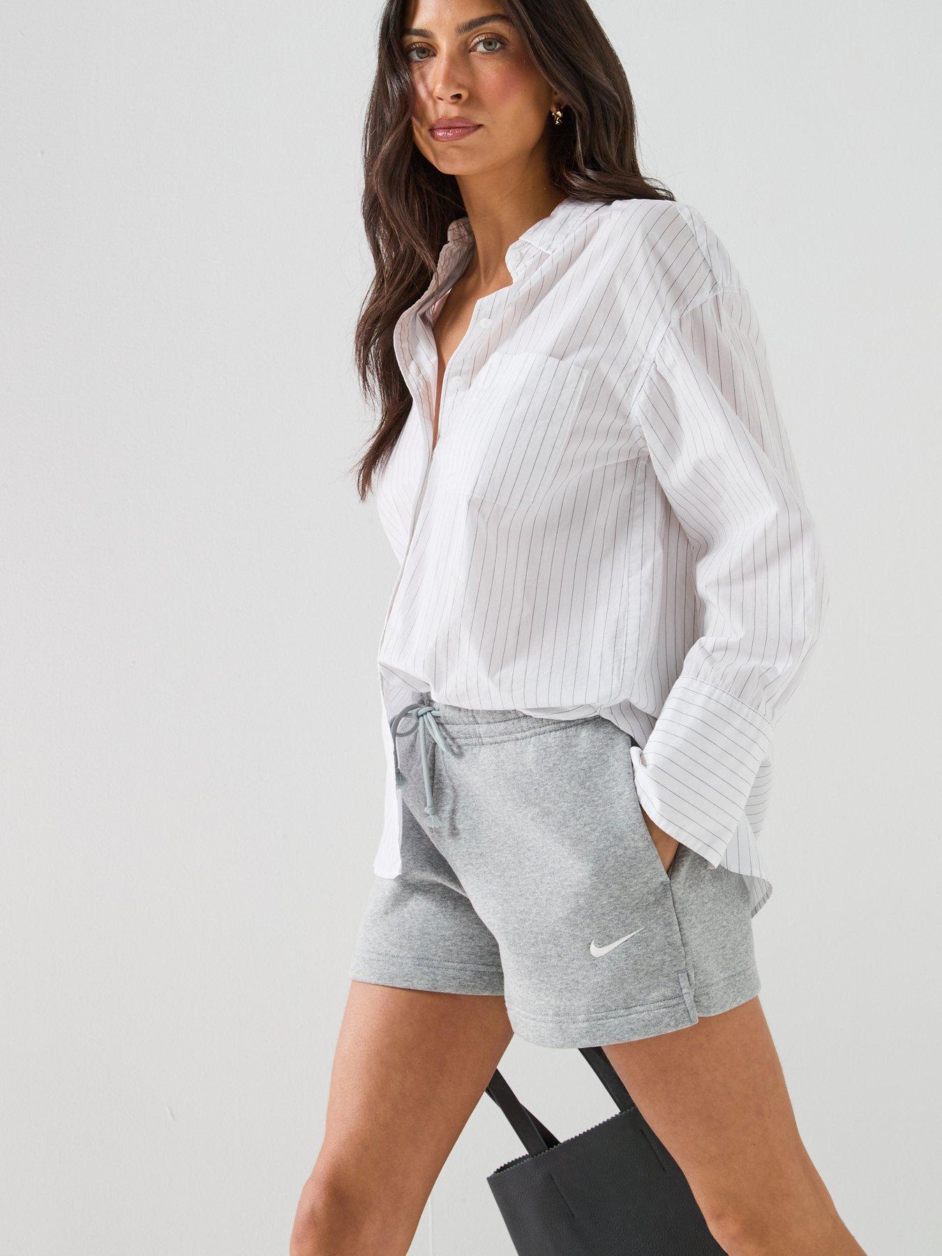 Image 5 of 6 of Nike Womens Sportswear Phoenix Fleece Mid Rise 4 Inch Shorts - Grey