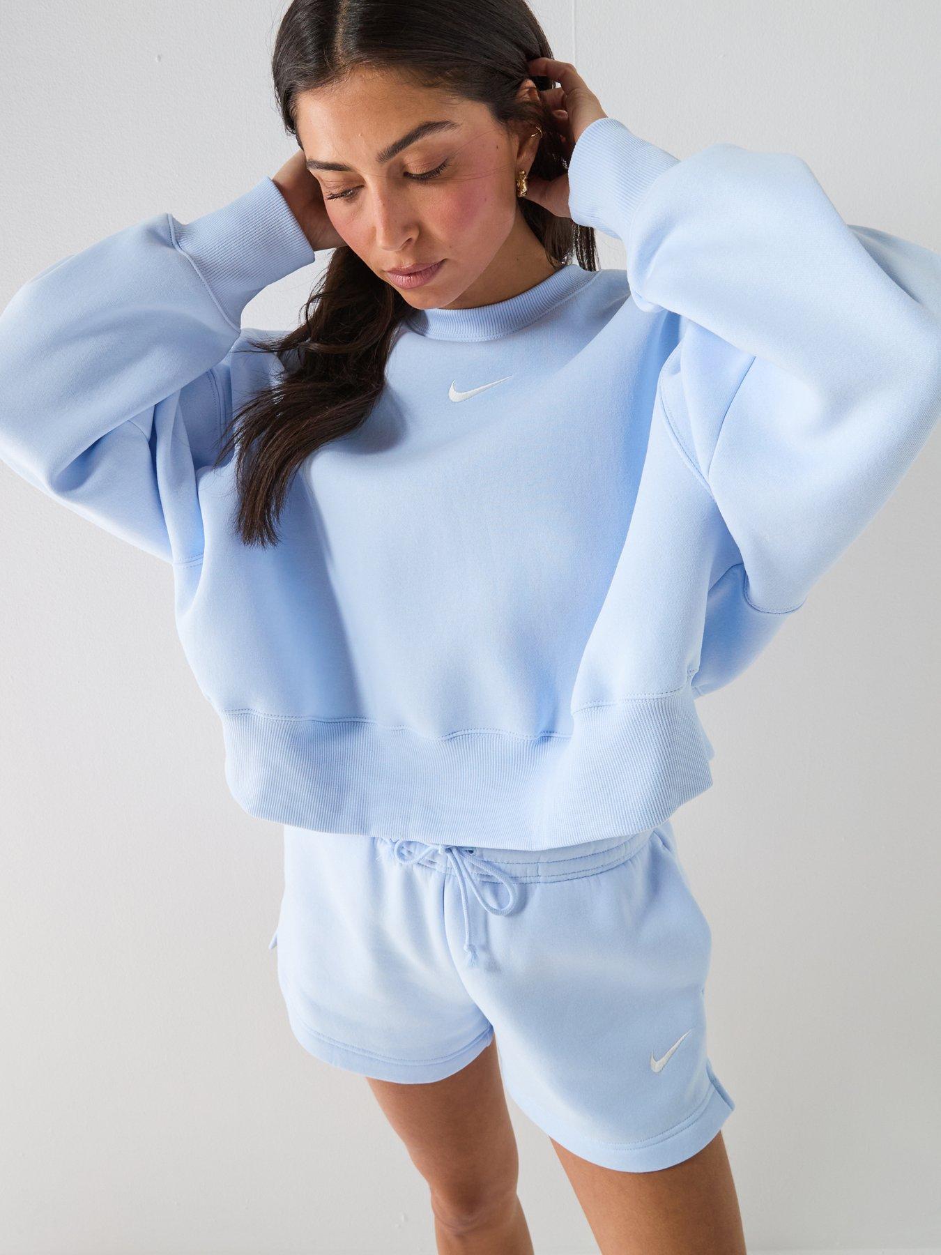 Image 5 of 6 of Nike Womens Sportswear Phoenix Fleece Mid Rise 4 Inch Shorts - Blue