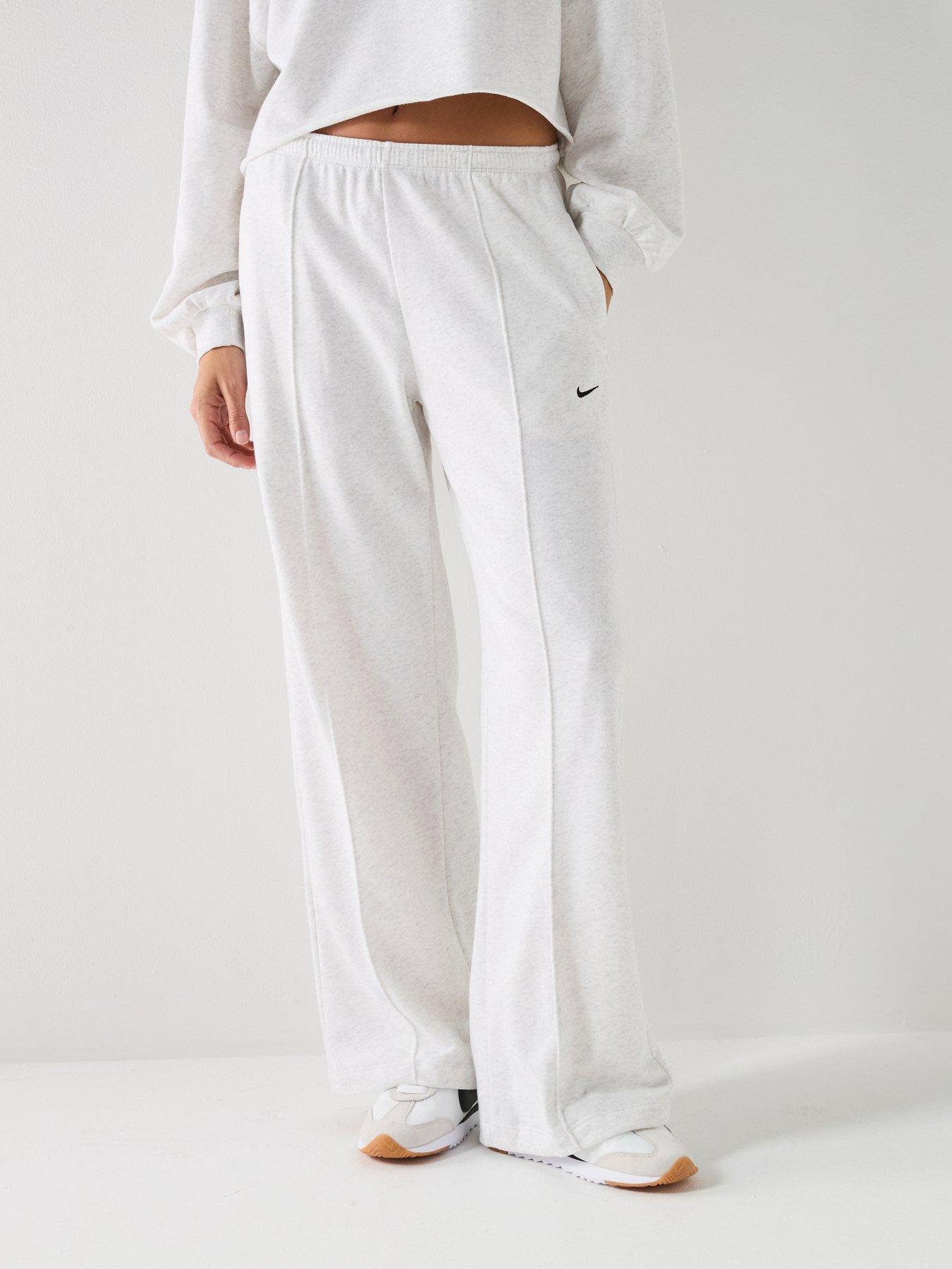 Nike Womens Sportswear Chill Terry Open Hem Mid Rise Pants - Grey