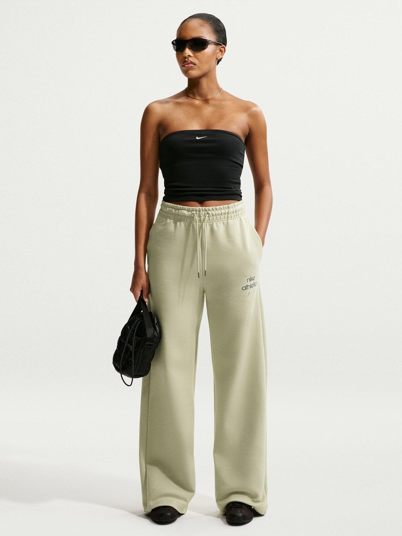 Nike Womens Phoenix Fleece High Rise Wide Leg Pants - Green