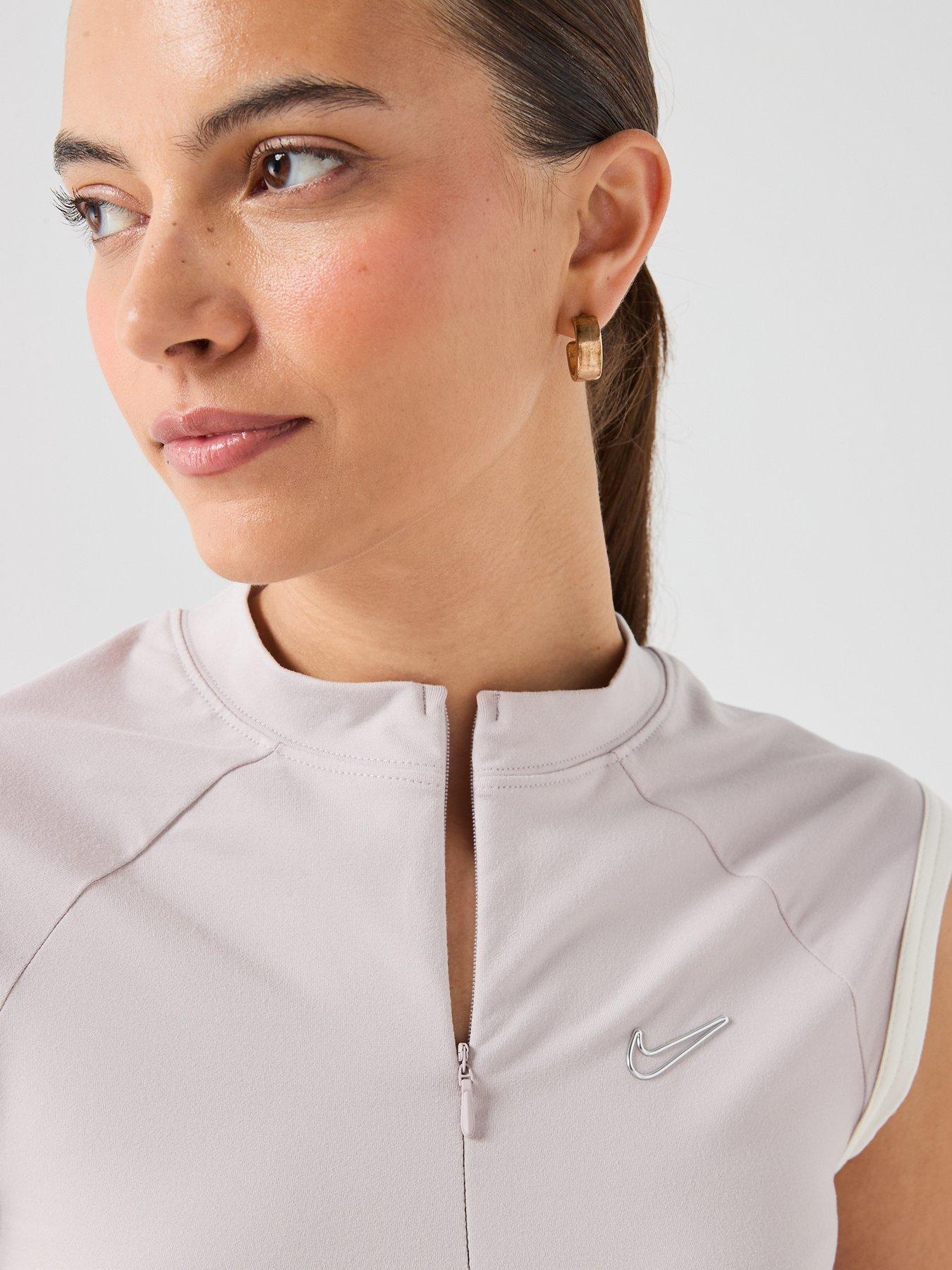 Image 4 of 7 of Nike Womens Sleeveless Fitted Quarter Zip Top - Purple