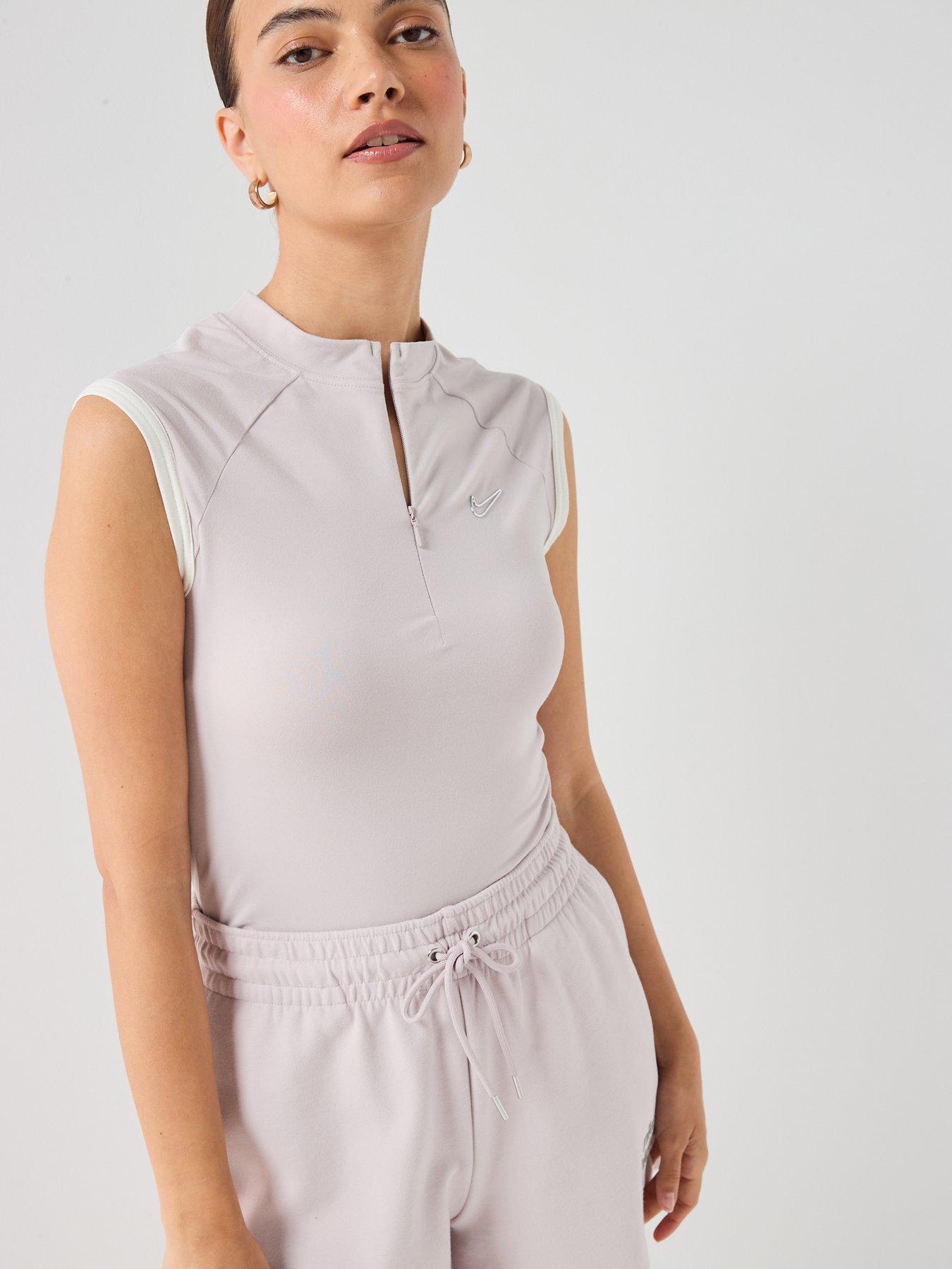 Image 5 of 7 of Nike Womens Sleeveless Fitted Quarter Zip Top - Purple