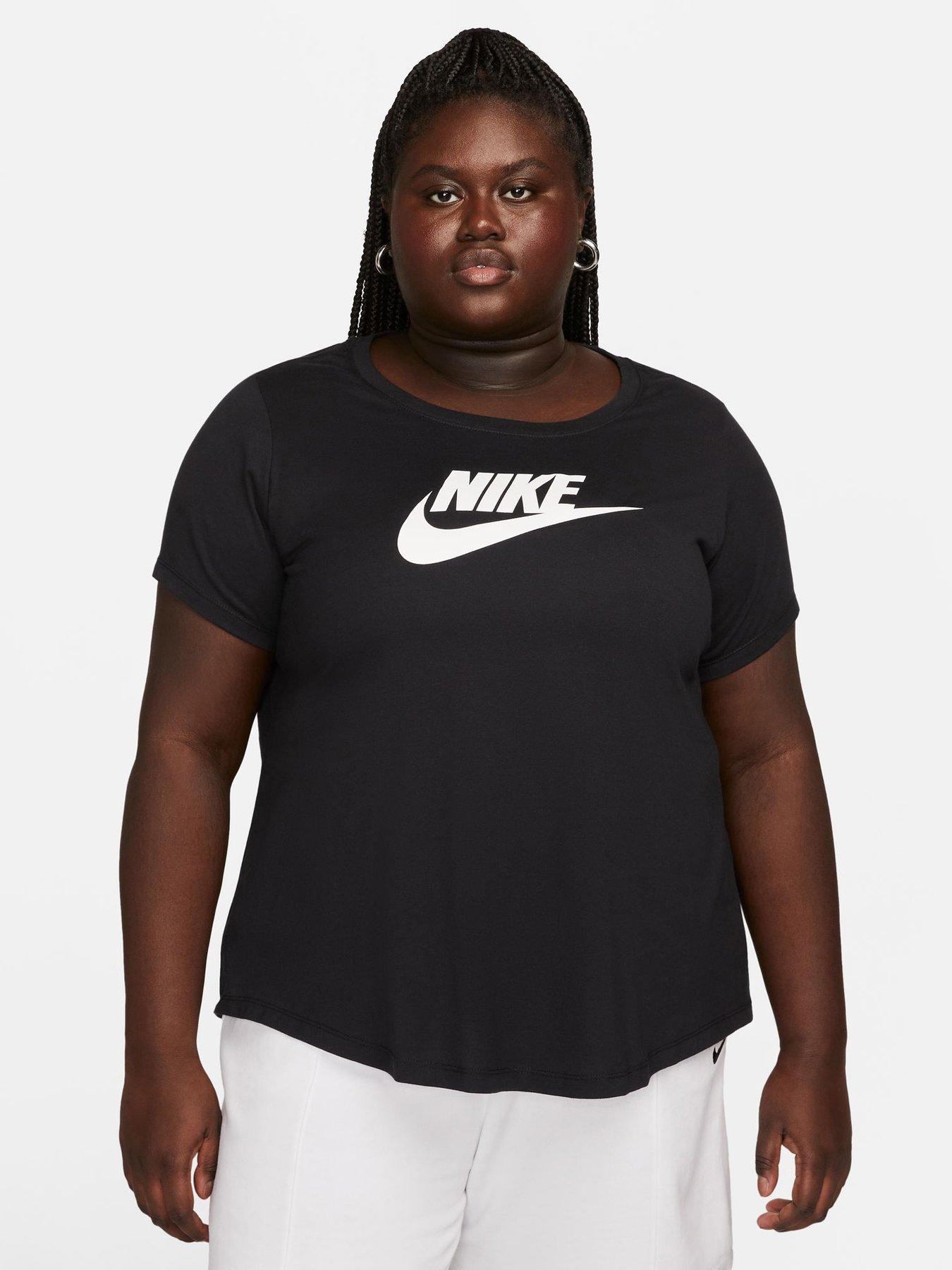 Nike Womens Sportswear Club Icon Future Plus Short Sleeve T-Shirt - Black