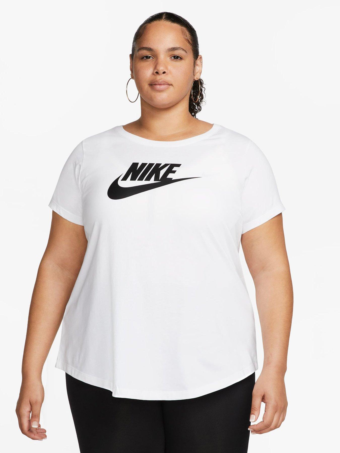 Nike Womens Sportswear Club Icon Future Plus Short Sleeve T-Shirt - White
