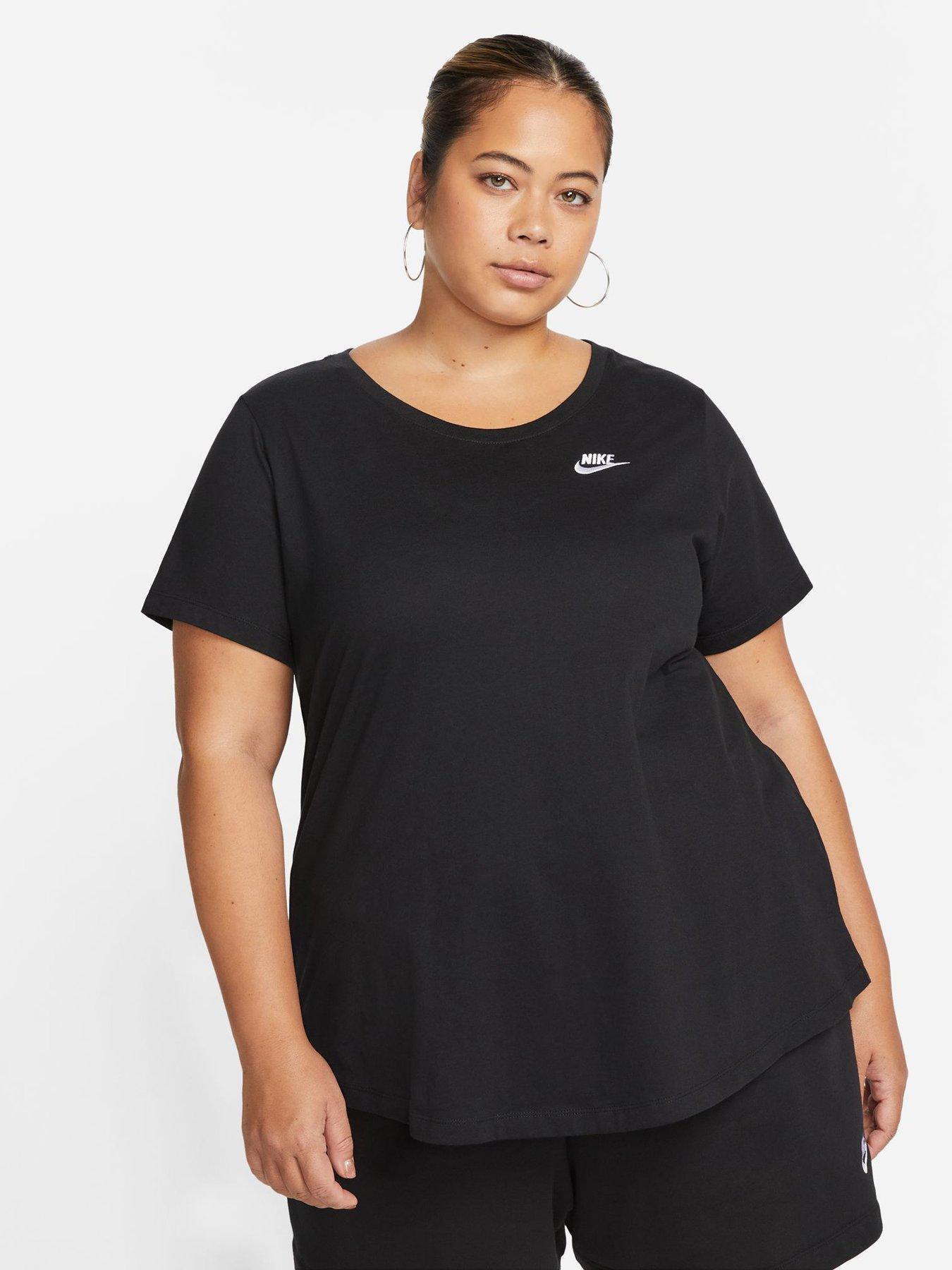 Nike Womens Sportswear Club Plus Short Sleeve T-Shirt - Black