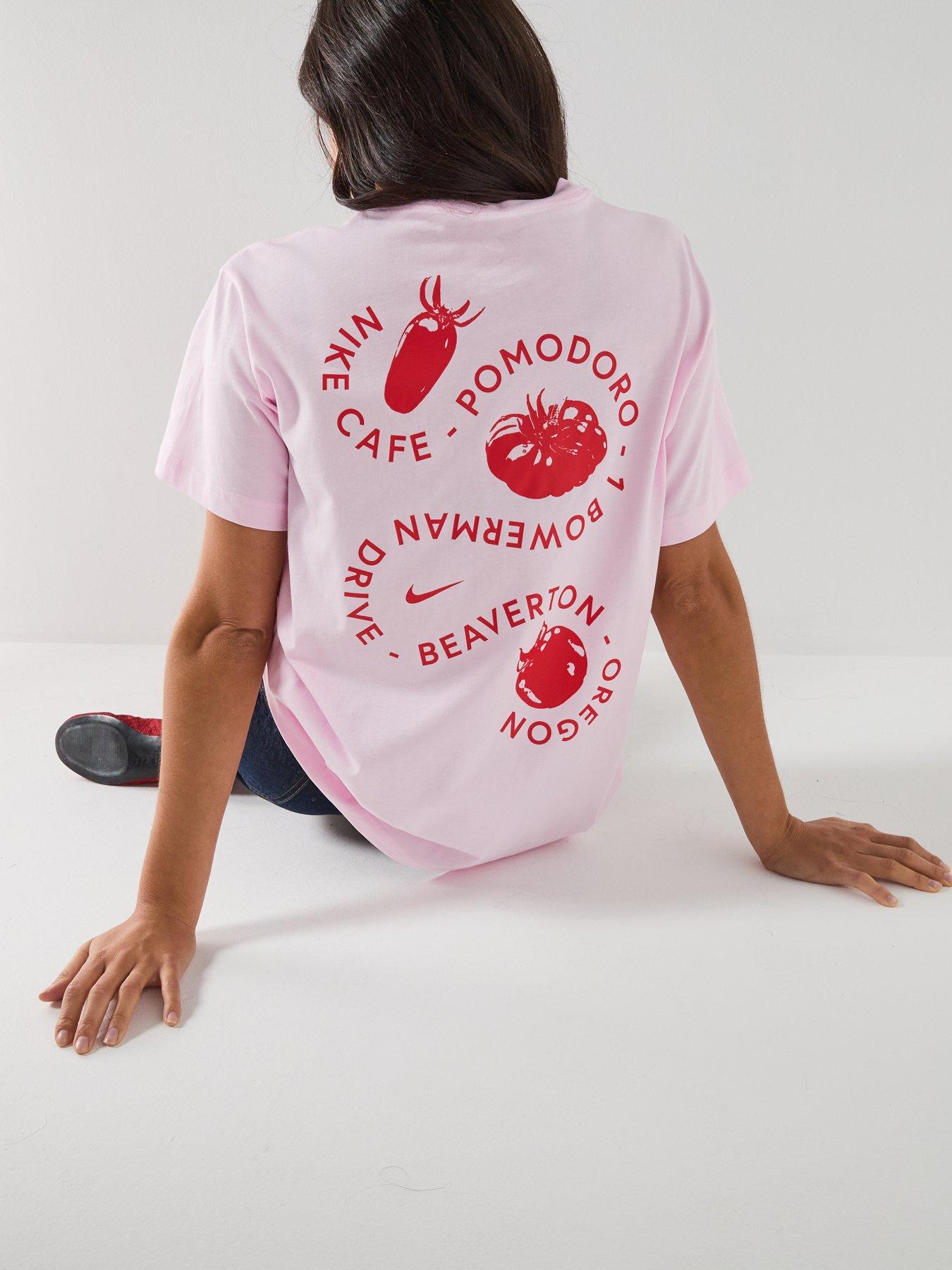 Image 2 of 7 of Nike Womens Sportswear Classic Boyfriend Cafe Tomato T-Shirt - Pink