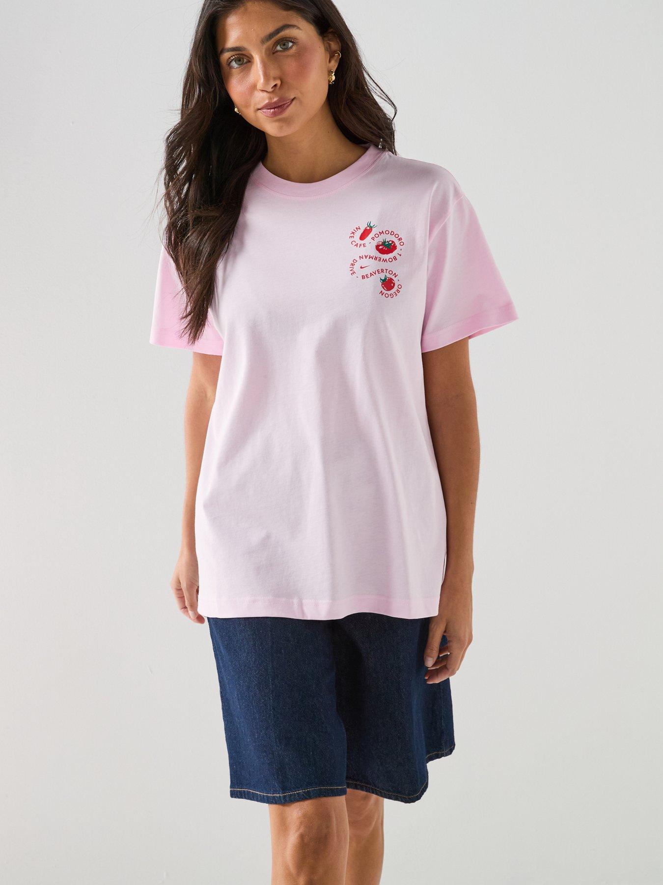 Image 4 of 7 of Nike Womens Sportswear Classic Boyfriend Cafe Tomato T-Shirt - Pink