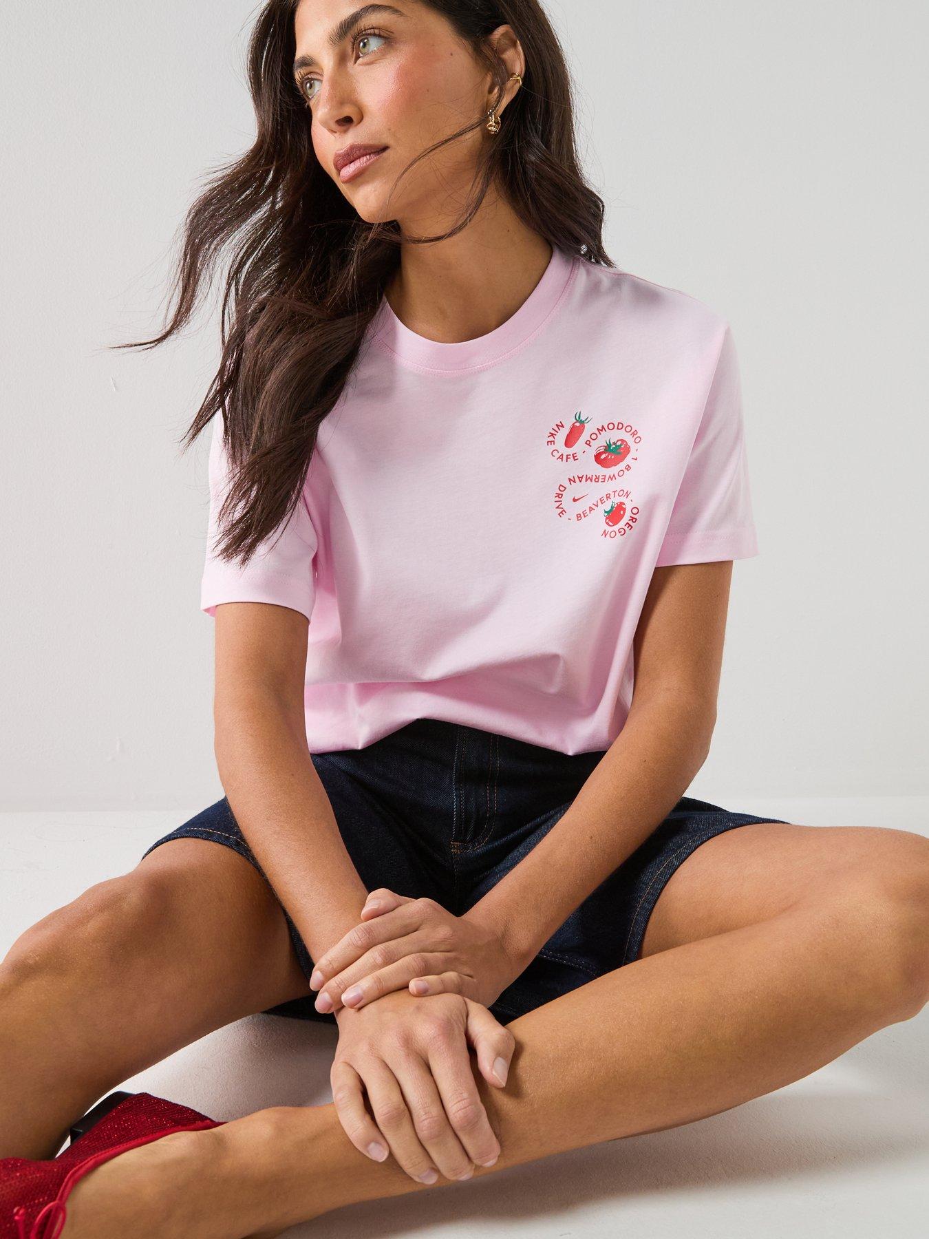 Image 5 of 7 of Nike Womens Sportswear Classic Boyfriend Cafe Tomato T-Shirt - Pink