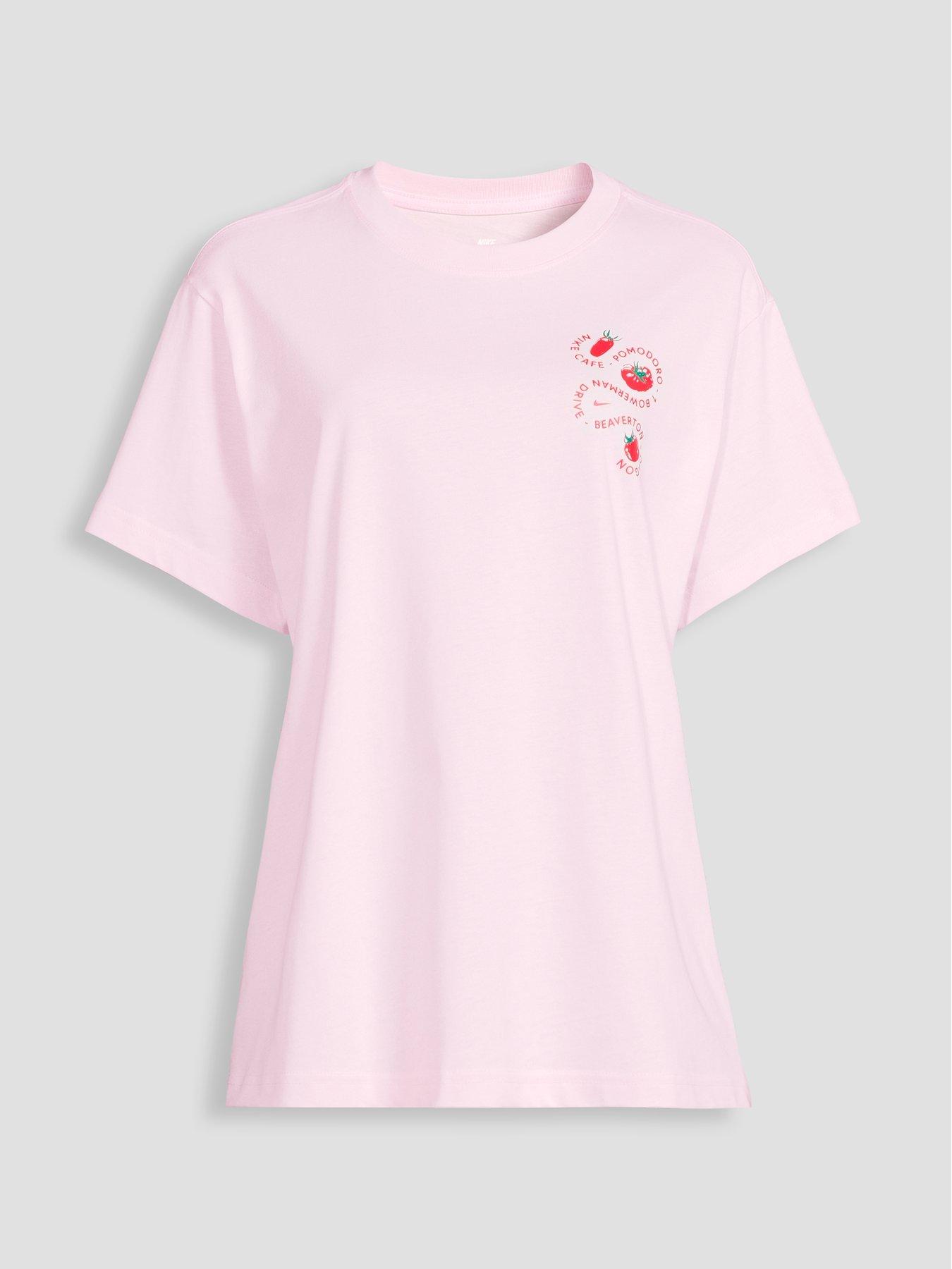 Image 7 of 7 of Nike Womens Sportswear Classic Boyfriend Cafe Tomato T-Shirt - Pink