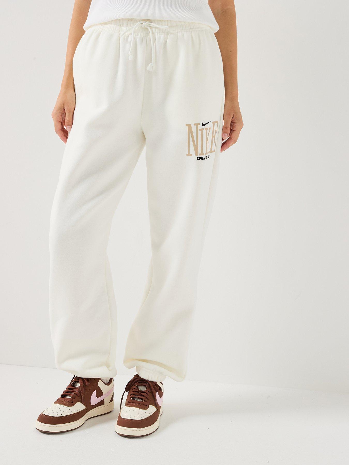 Nike Womens Sportswear Phoenix Fleece Oversized Graphic Joggers - White