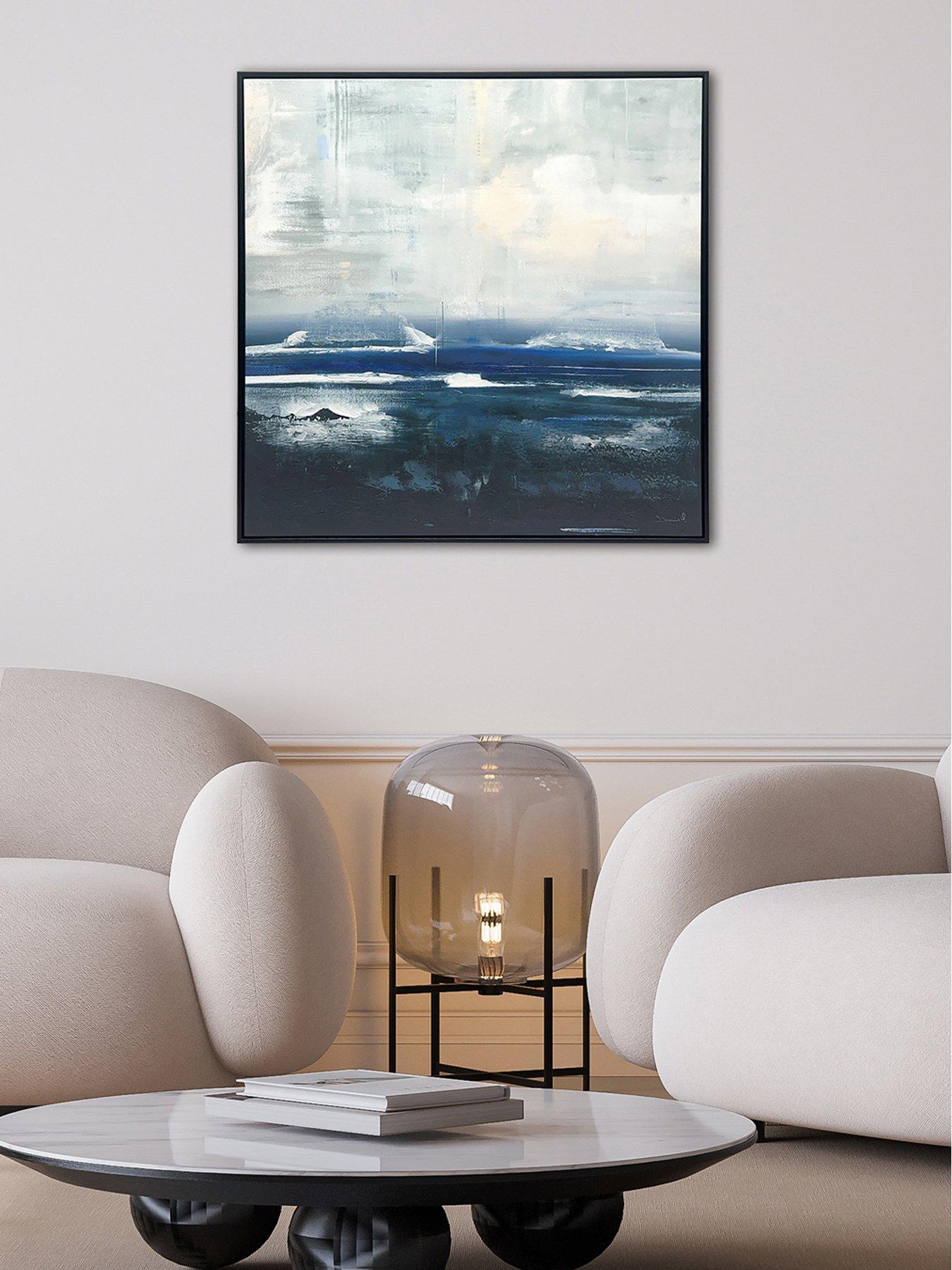 The Art Group Volcanic Coast Framed Canvas With Handpaint 62x62cms