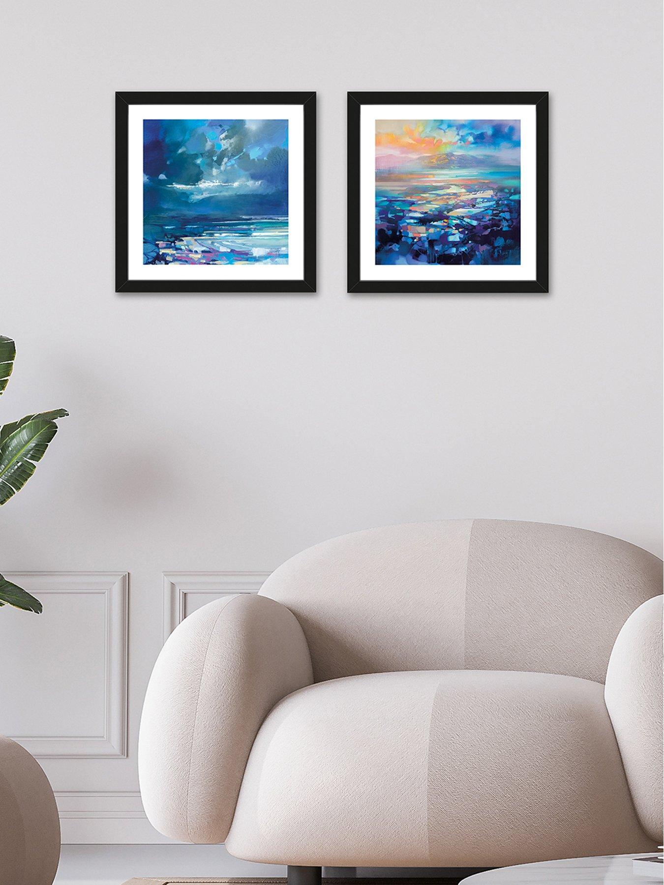 The Art Group Set Of 2 Framed Art Scott Naismith (west Coast Blues I  &  Hebridean Resonance 2) 34.5 X 34.5cm