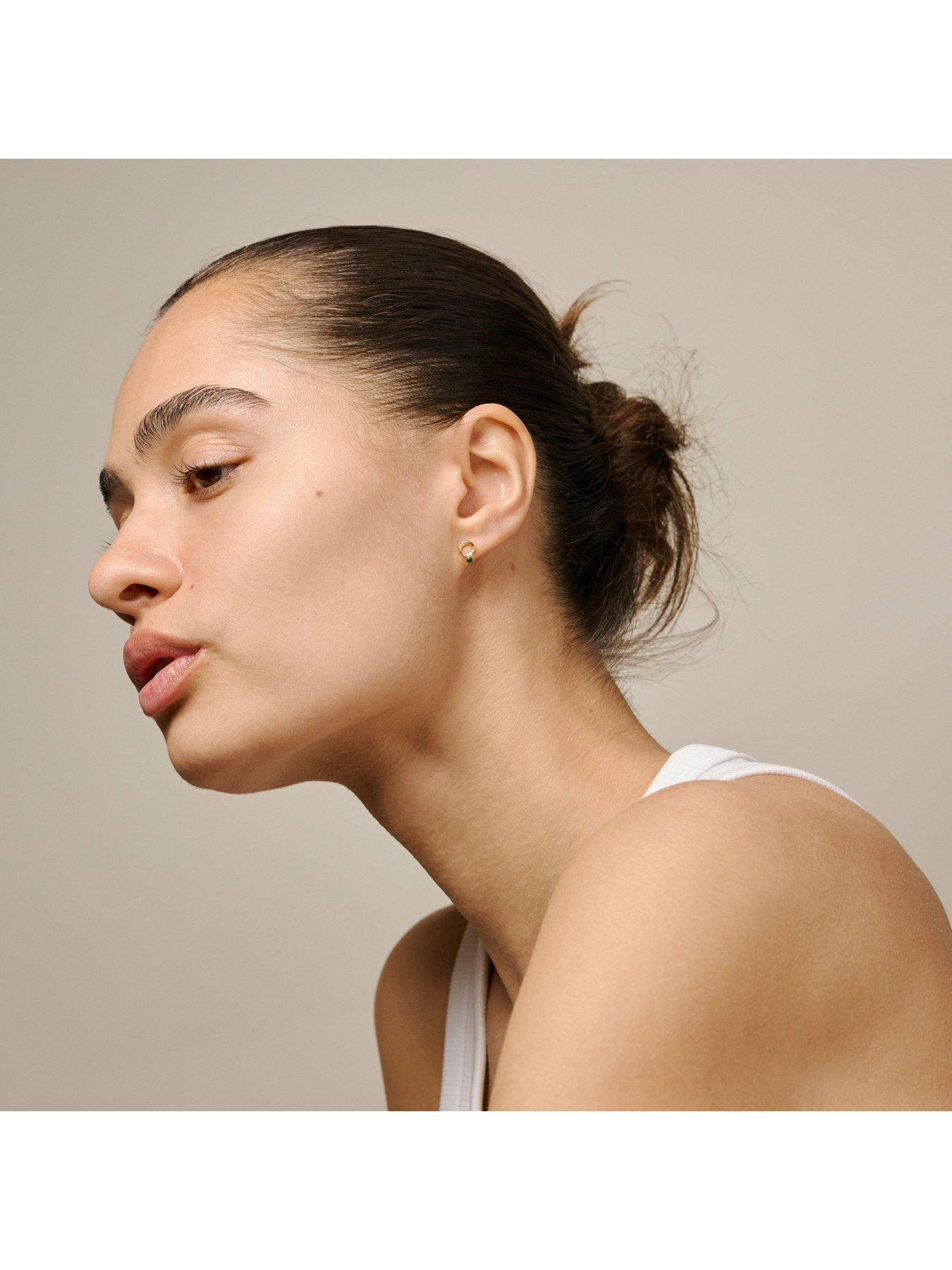  image of enamel-copenhagen-dotta-stud-earrings-petrol-green-18k-gold-plated-sterling-silver