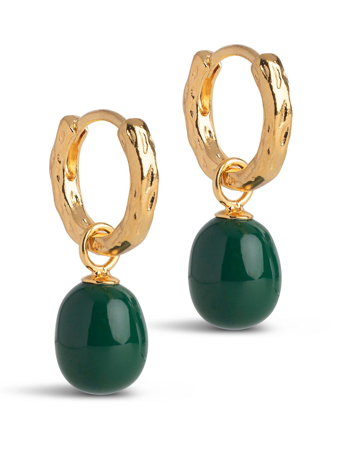ENAMEL Copenhagen Significant Enamel Hoop Earrings Petrol Green 18k Gold Plated Sterling Silver