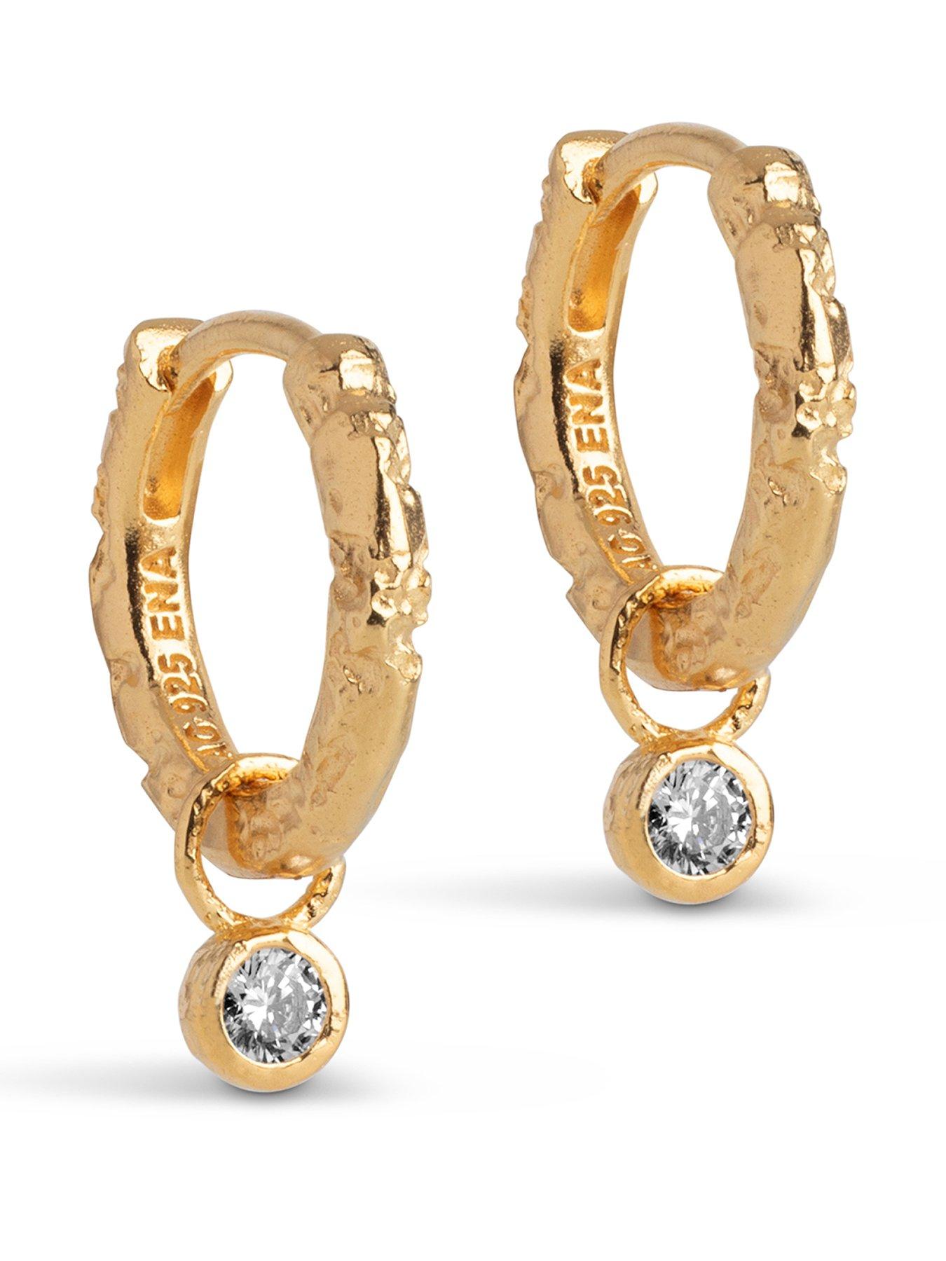 ENAMEL Copenhagen Belle Cubic Zirconia Hoop Earrings 18k Gold Plated Recycled Sterling Silver