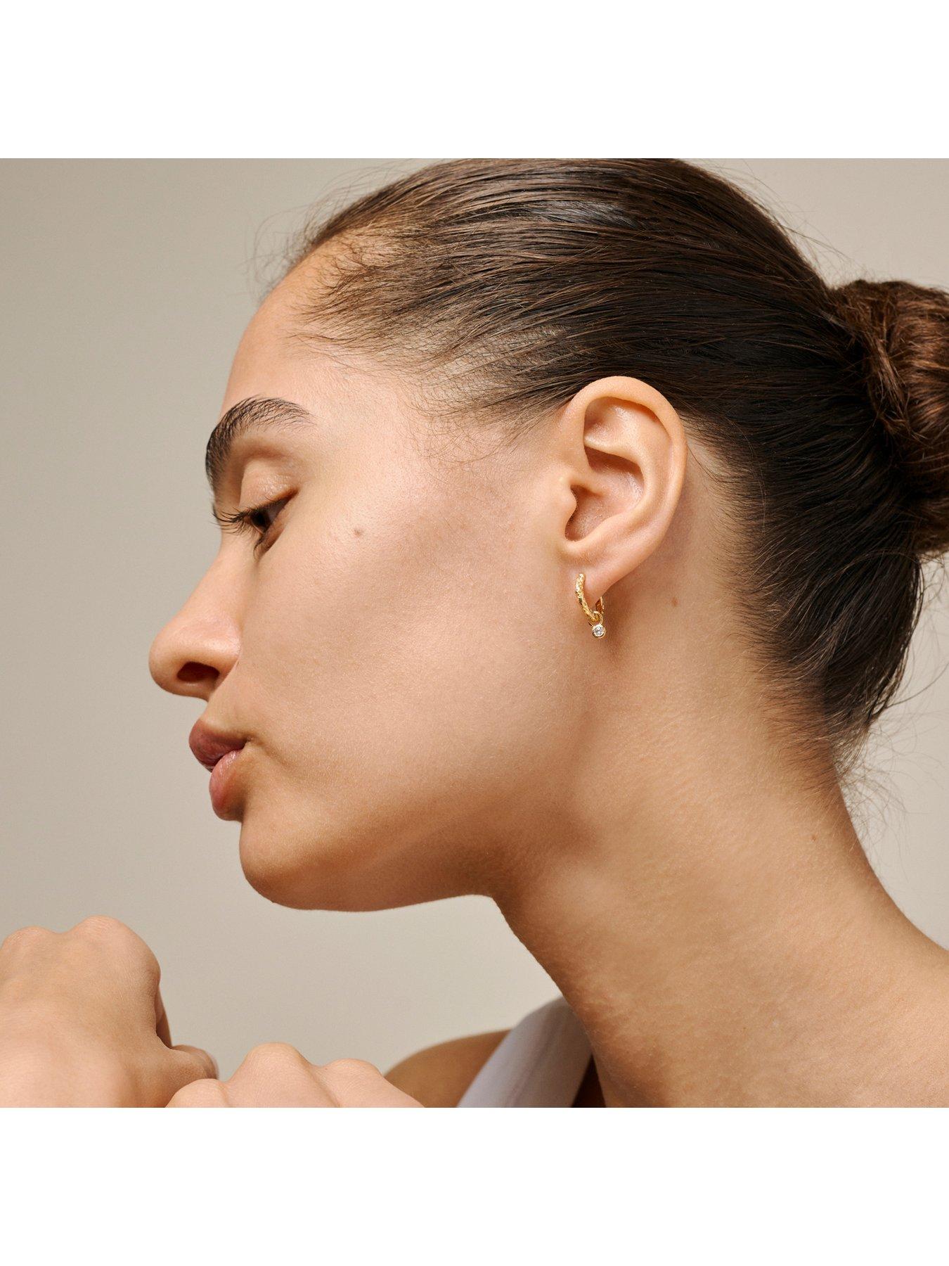 Image 2 of 4 of ENAMEL Copenhagen Belle Cubic Zirconia Hoop Earrings 18k Gold Plated Sterling Silver