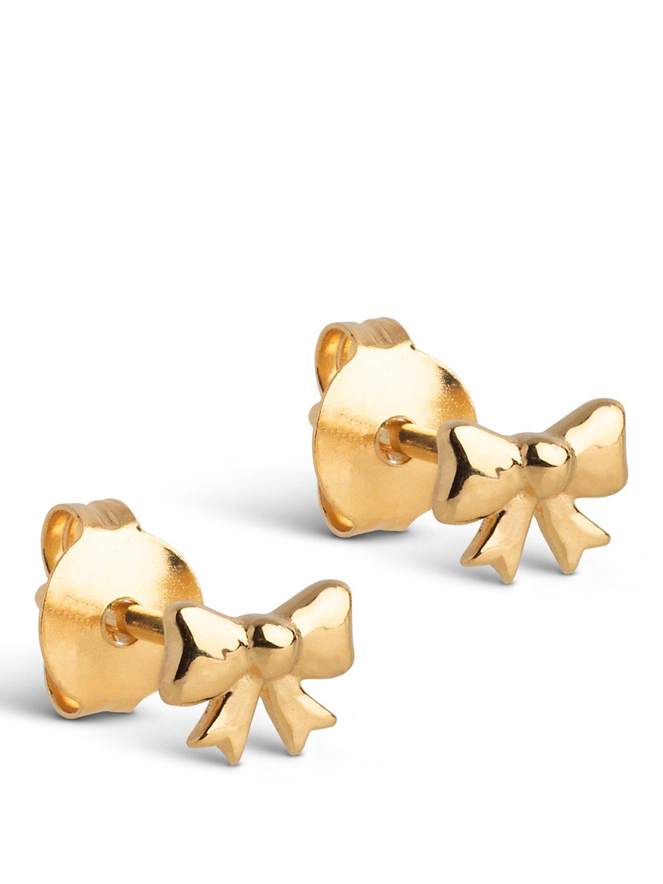 image of enamel-copenhagen-baby-bow-stud-earrings-18k-gold-plated-sterling-silver