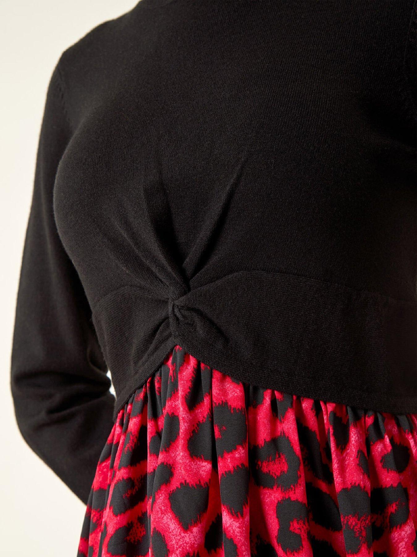  image of roman-animal-print-twist-front-midi-dress-red