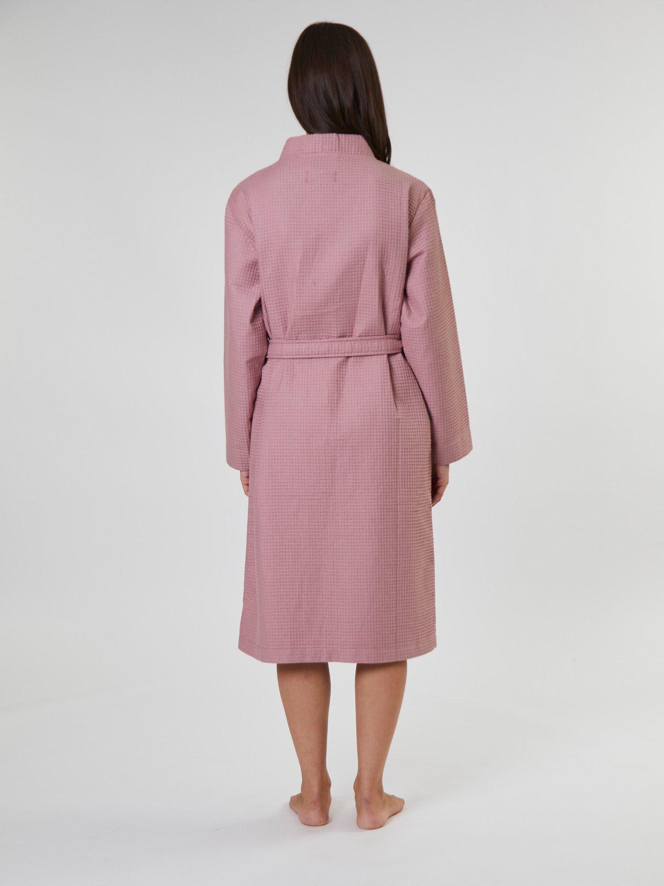 stillFront image of loungeable-cotton-waffle-robe-pink