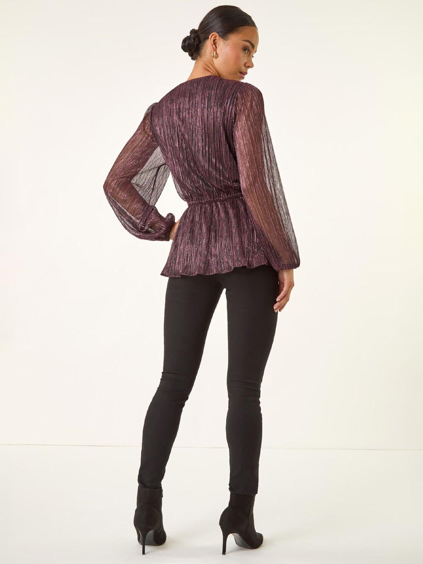  image of roman-petite-shimmer-twist-stretch-top-pink