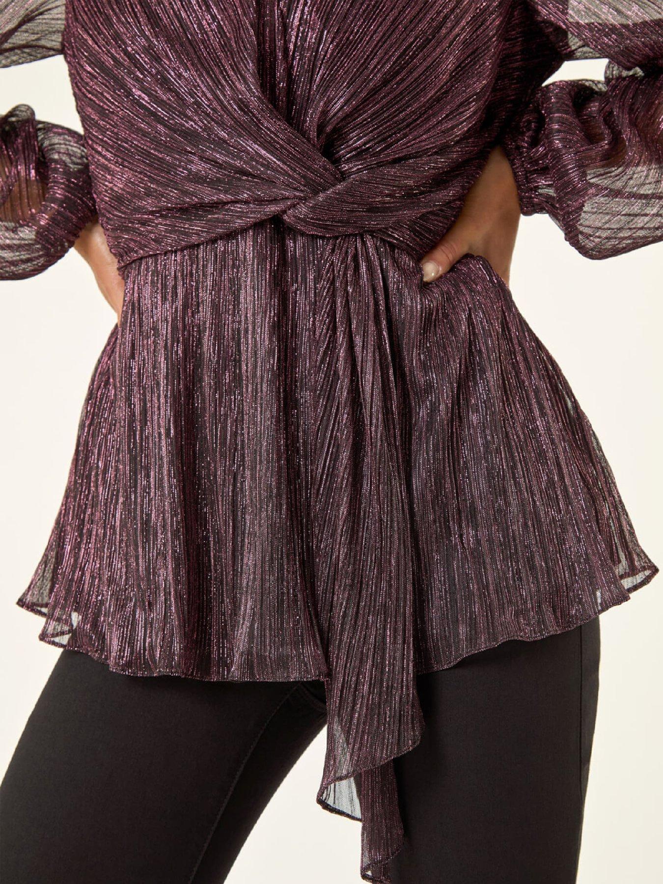  image of roman-petite-shimmer-twist-stretch-top-pink