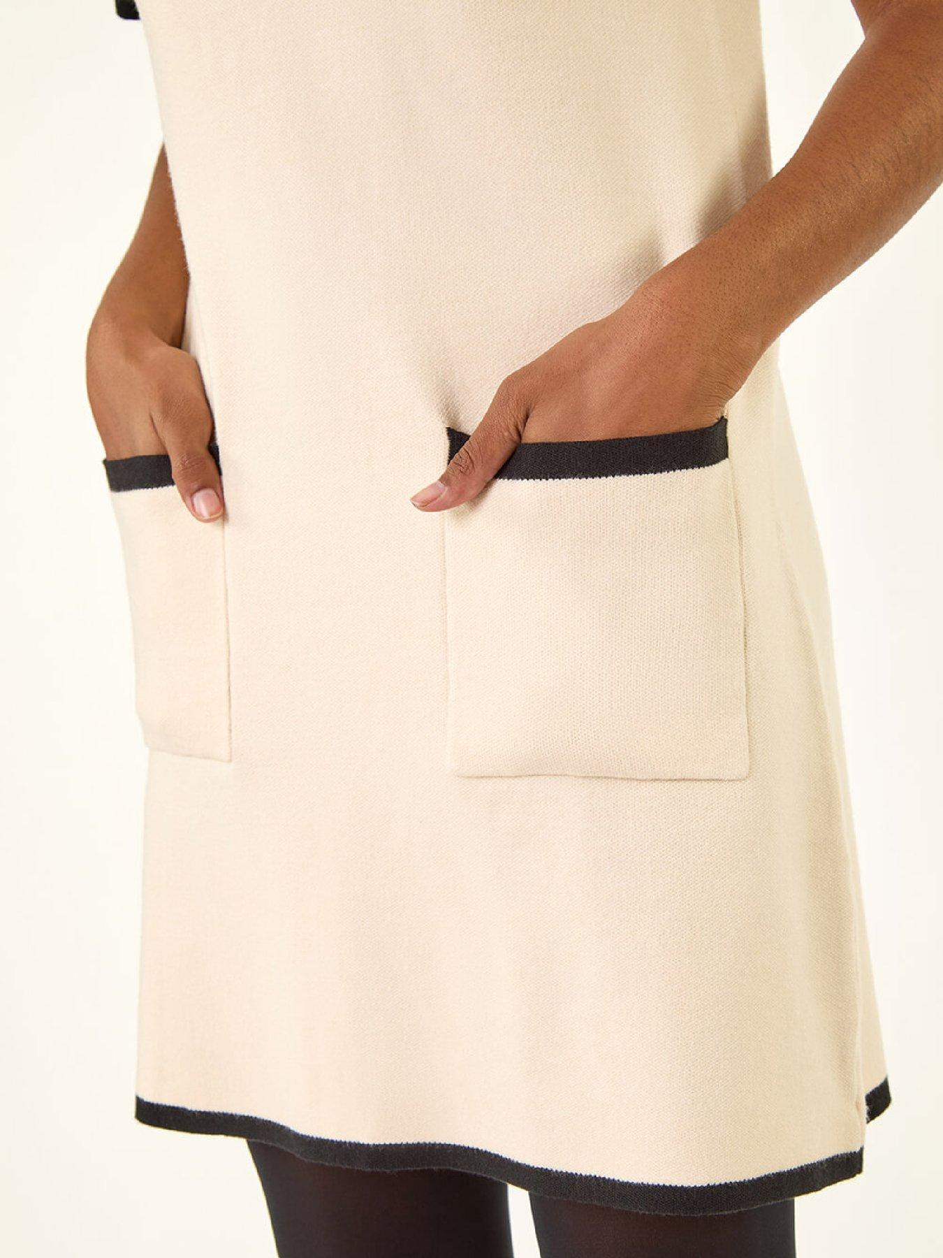 Image 5 of 5 of Roman Bow Detail Knitted Dress - Ivory