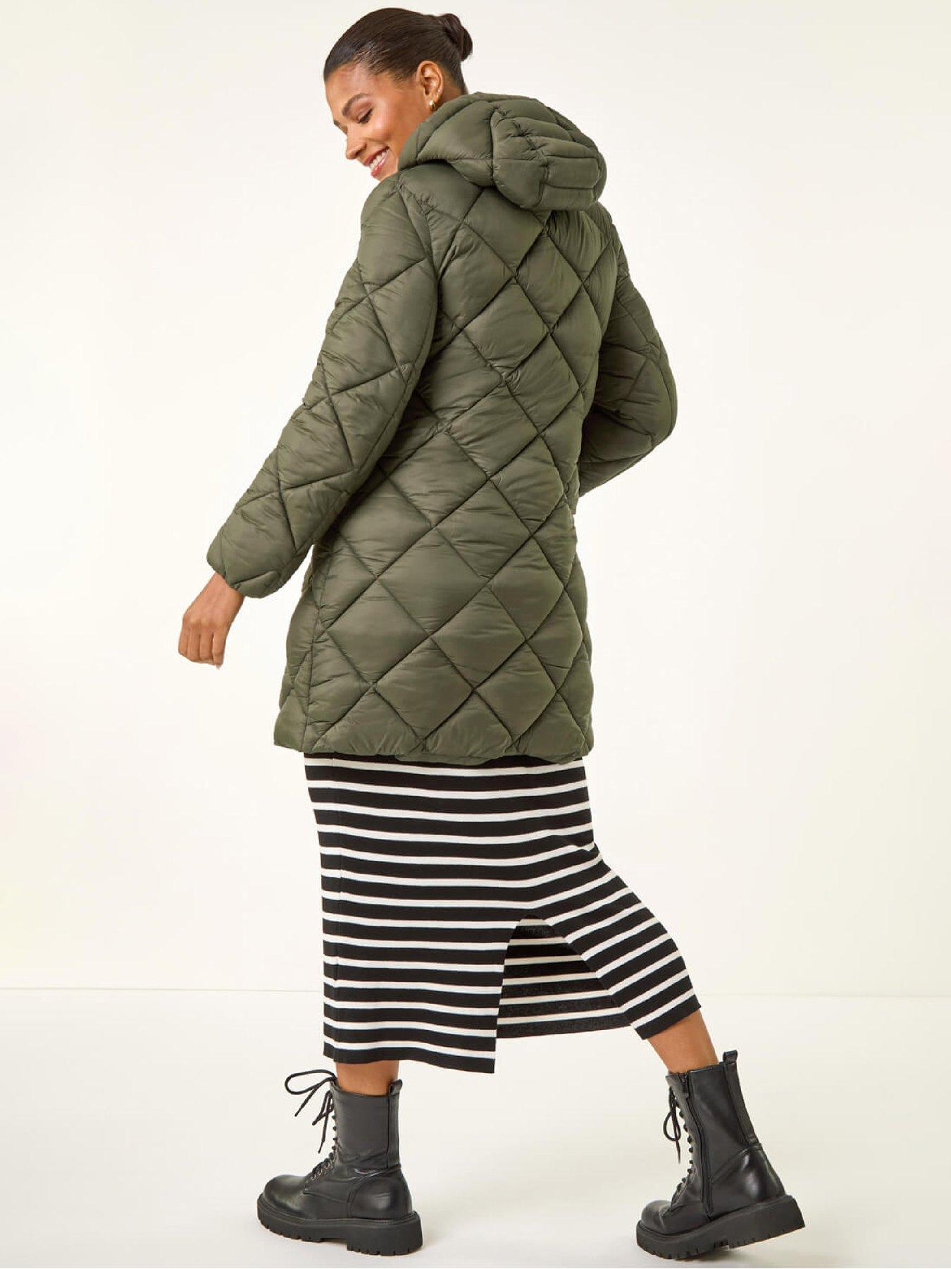  image of roman-diamond-quilt-padded-coat-khaki