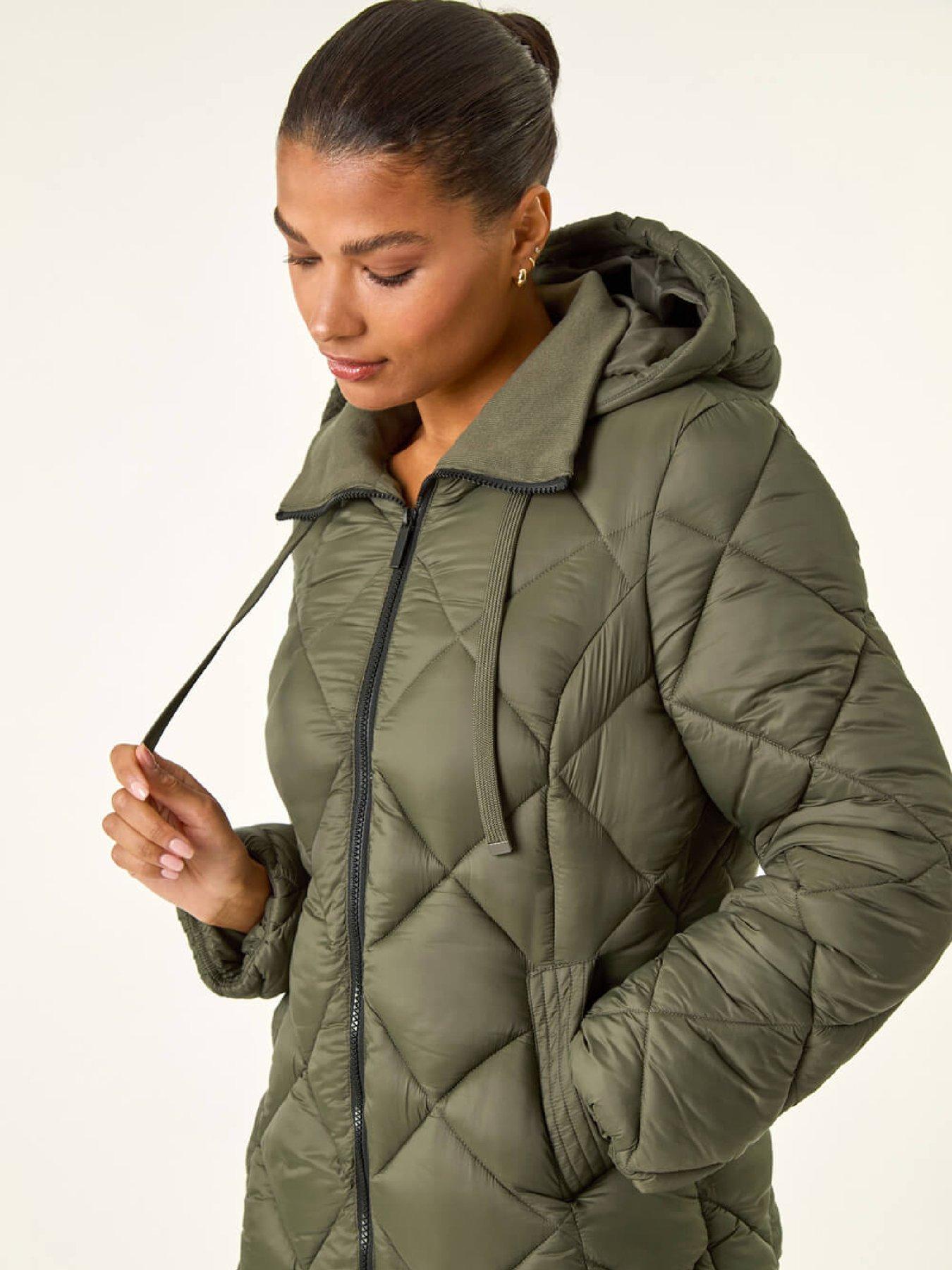  image of roman-diamond-quilt-padded-coat-khaki
