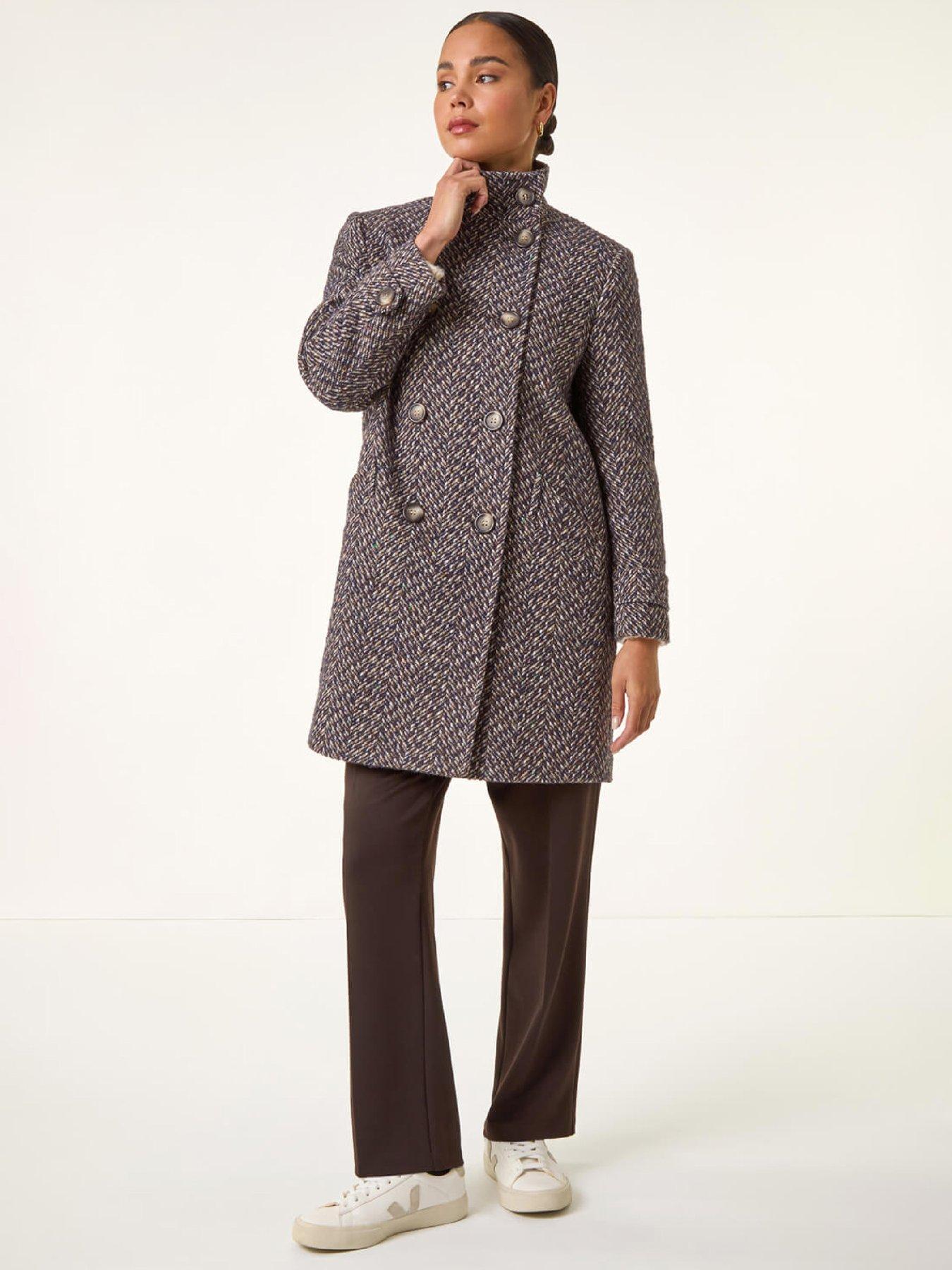  image of roman-petite-double-breast-funnel-neck-coat-black