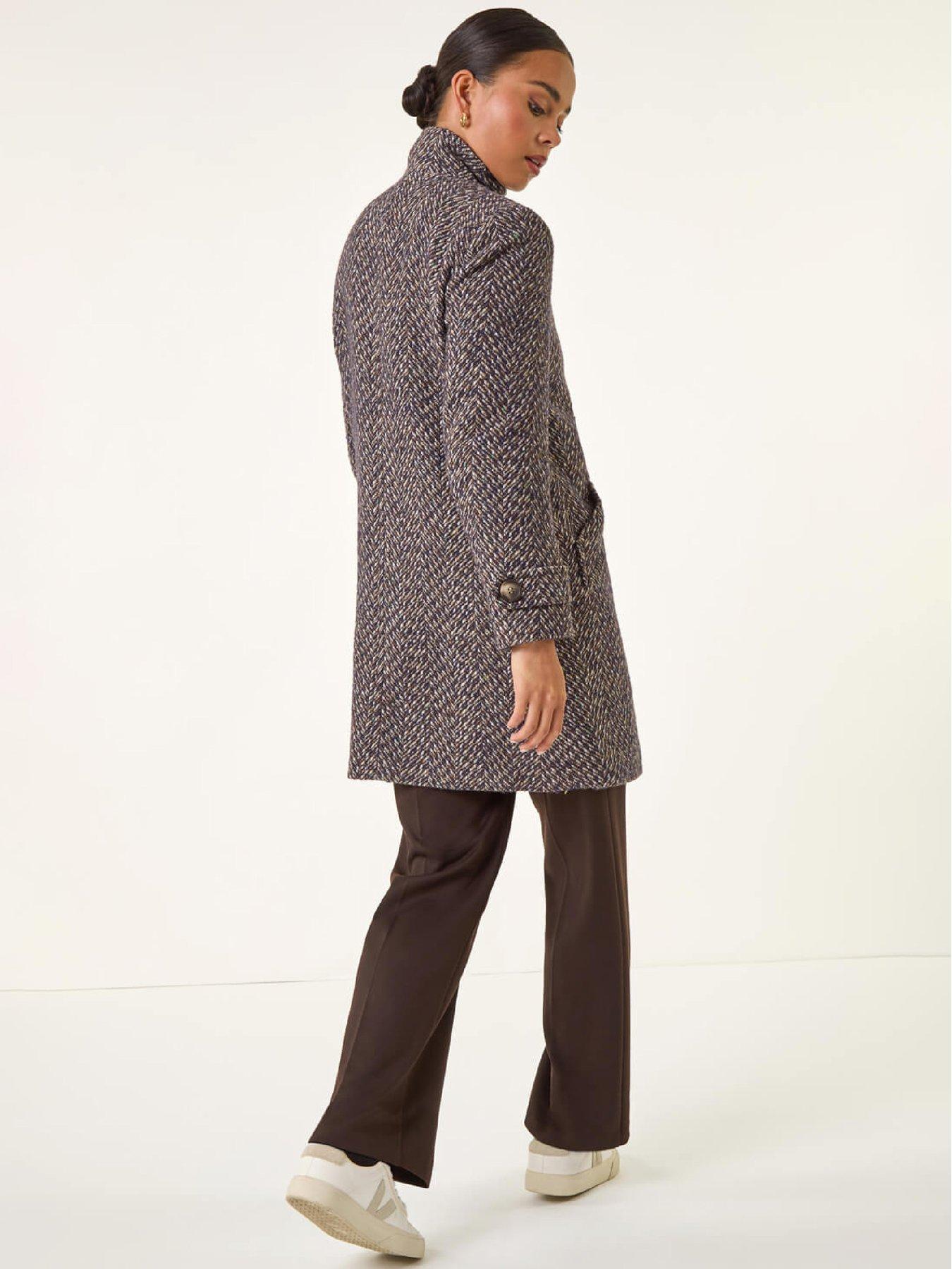  image of roman-petite-double-breast-funnel-neck-coat-black