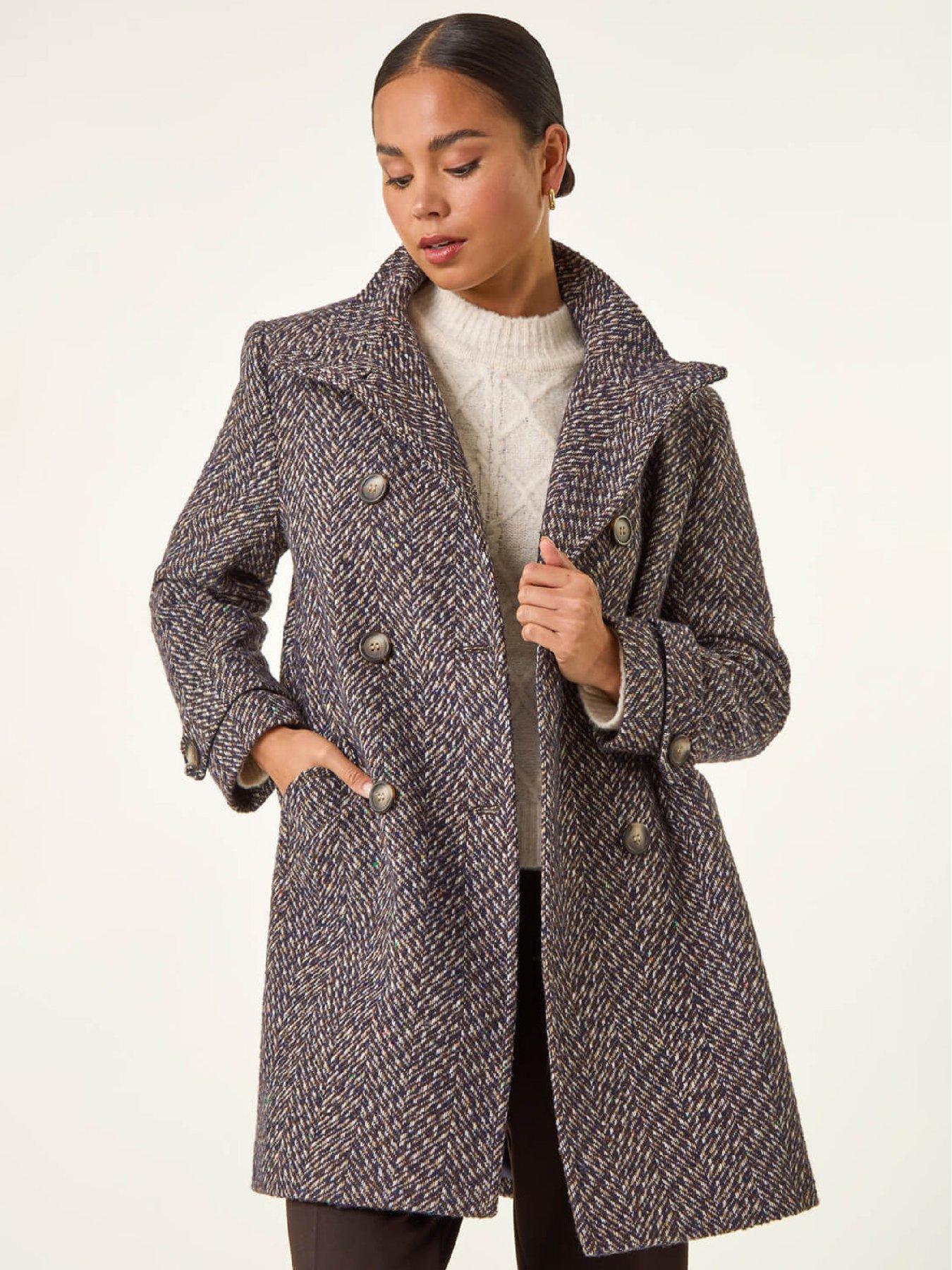  image of roman-petite-double-breast-funnel-neck-coat-black