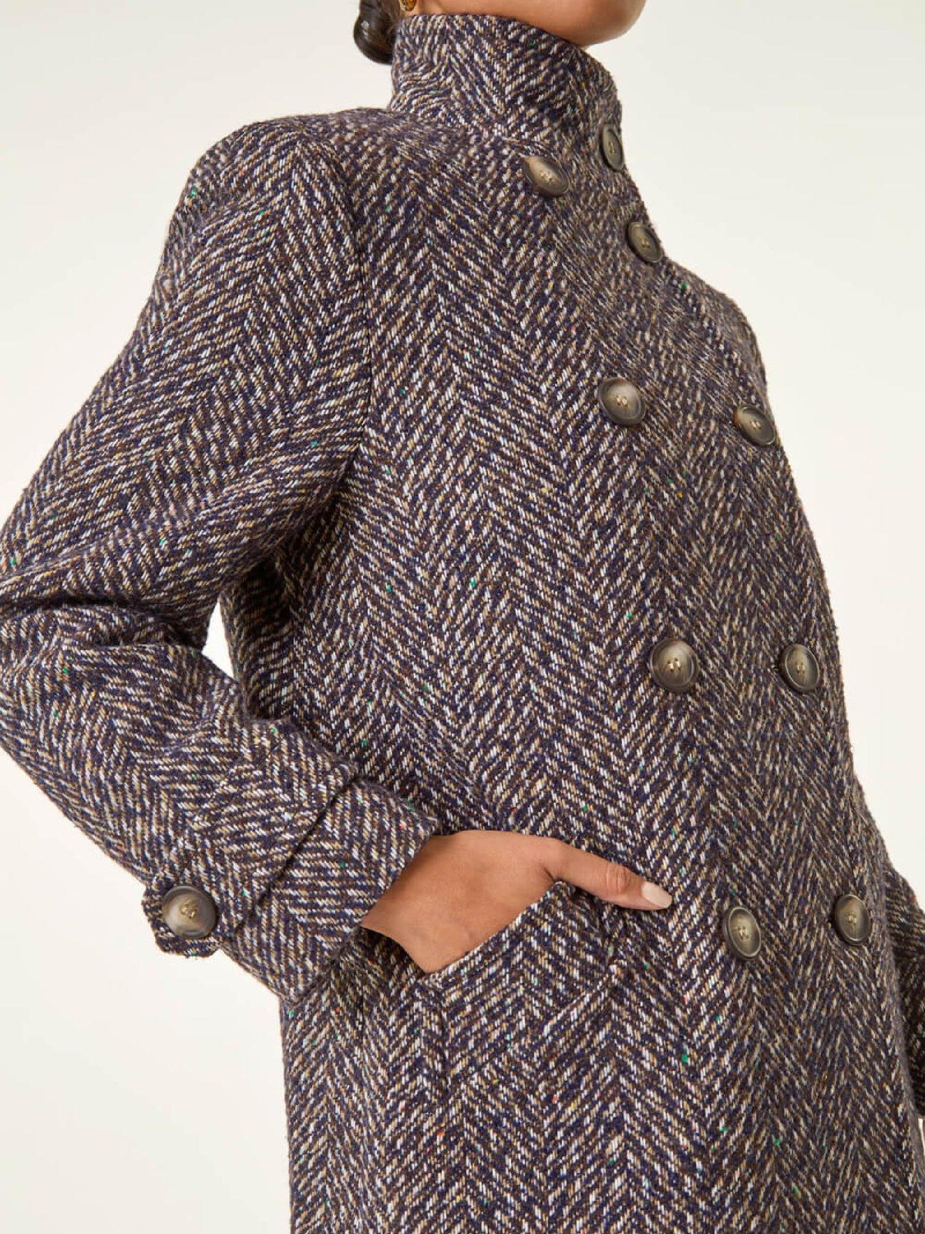  image of roman-petite-double-breast-funnel-neck-coat-black