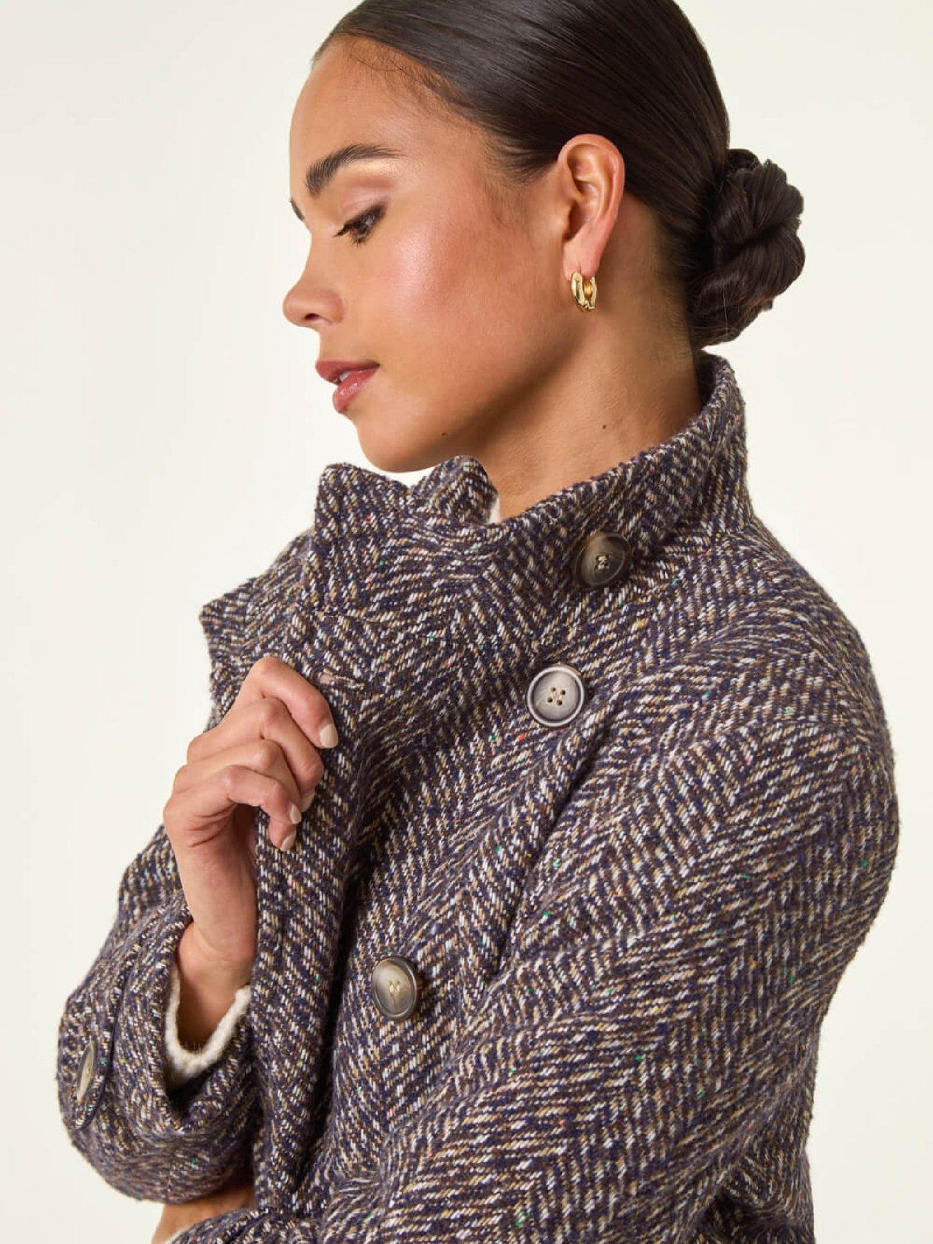  image of roman-petite-double-breast-funnel-neck-coat-black