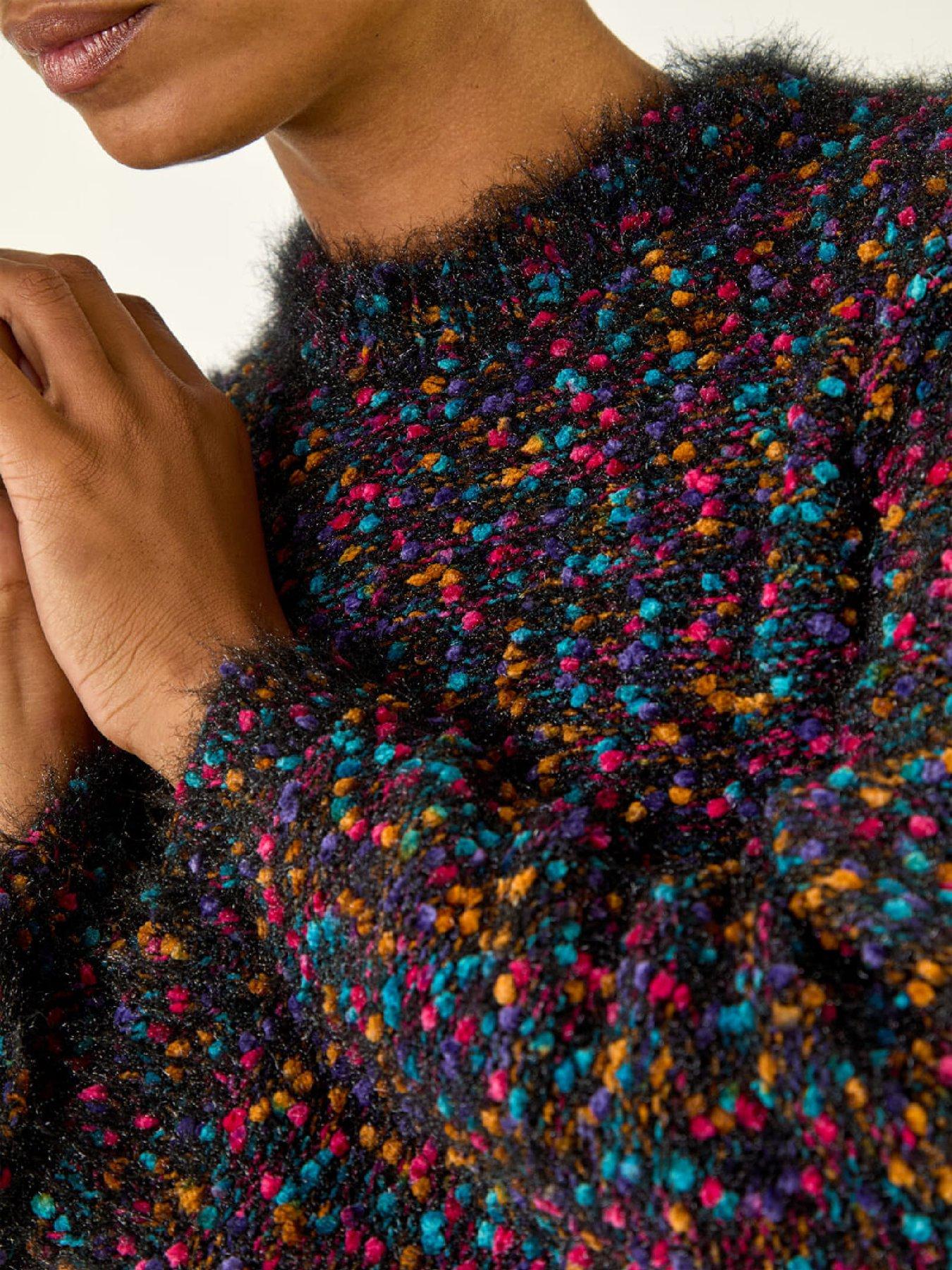  image of roman-fluffy-print-knit-jumper-black