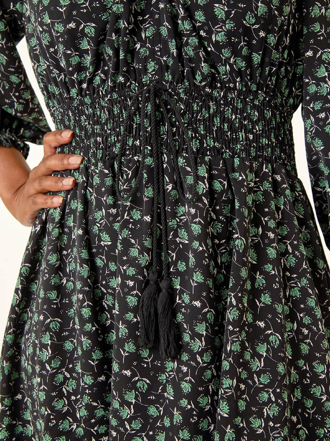  image of roman-petite-floral-frill-dress-black