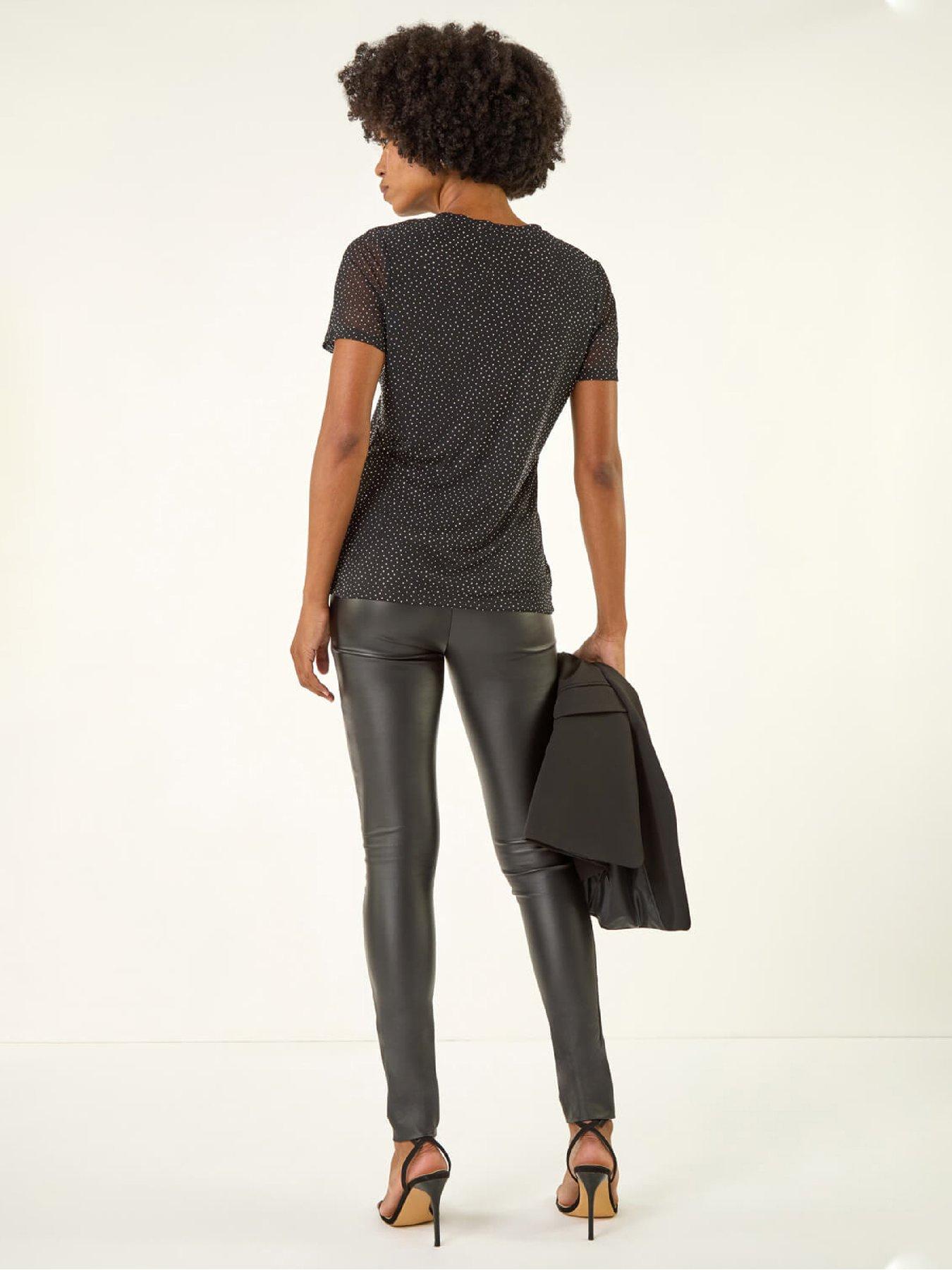  image of roman-hotfix-keyhole-stretch-top-black