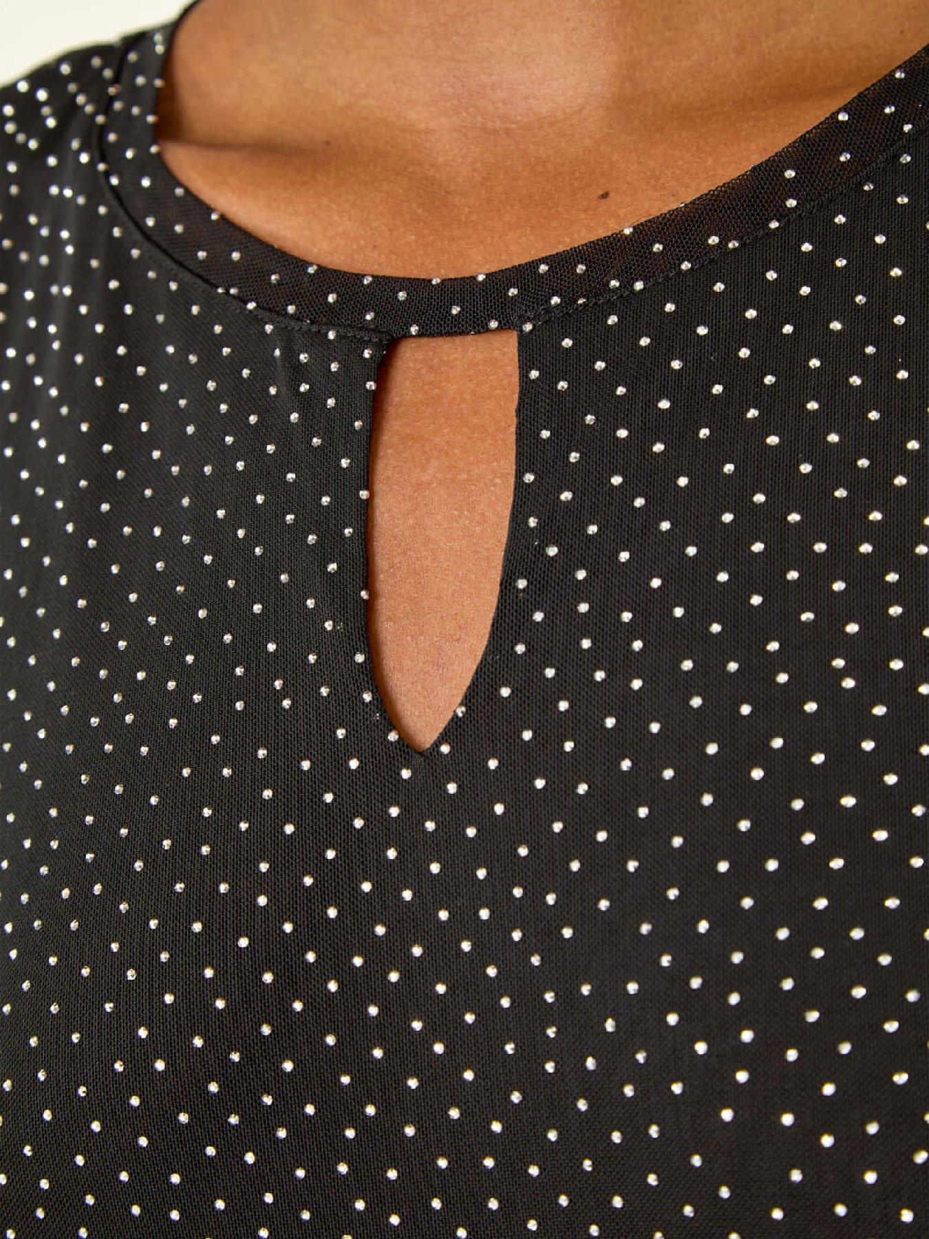  image of roman-hotfix-keyhole-stretch-top-black