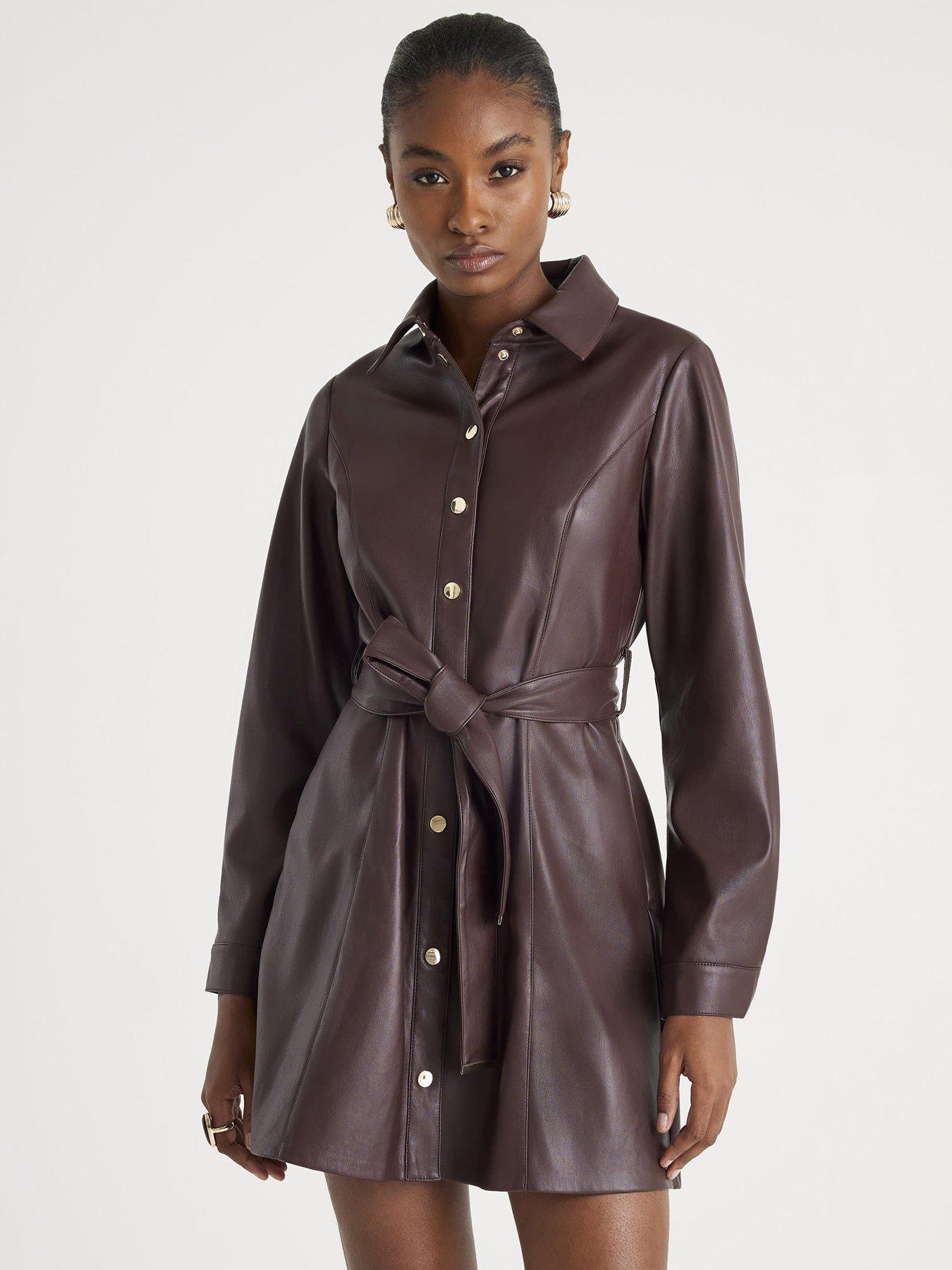  image of river-island-belted-core-day-dress-red