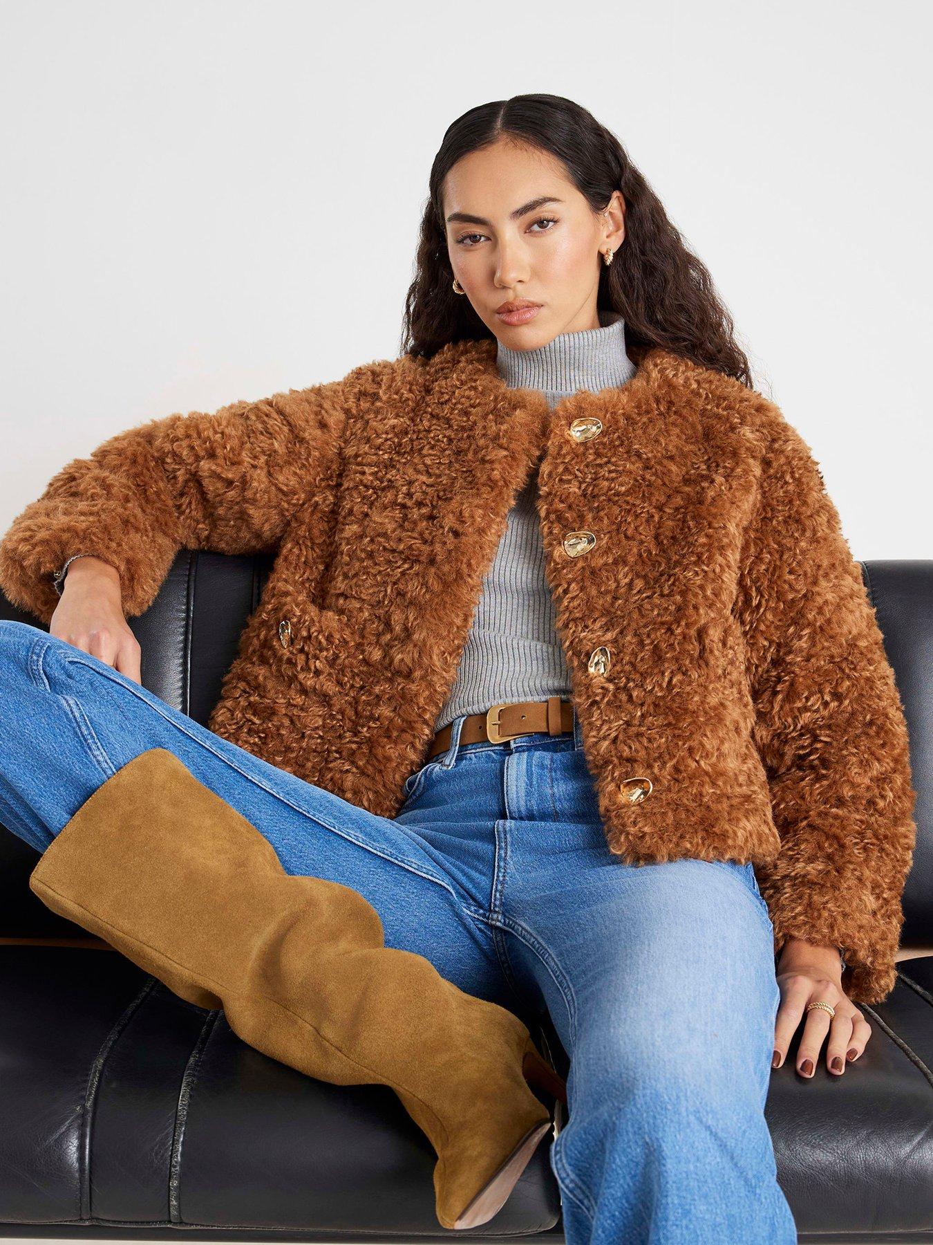 River Island Borg Texture Trophy - Brown
