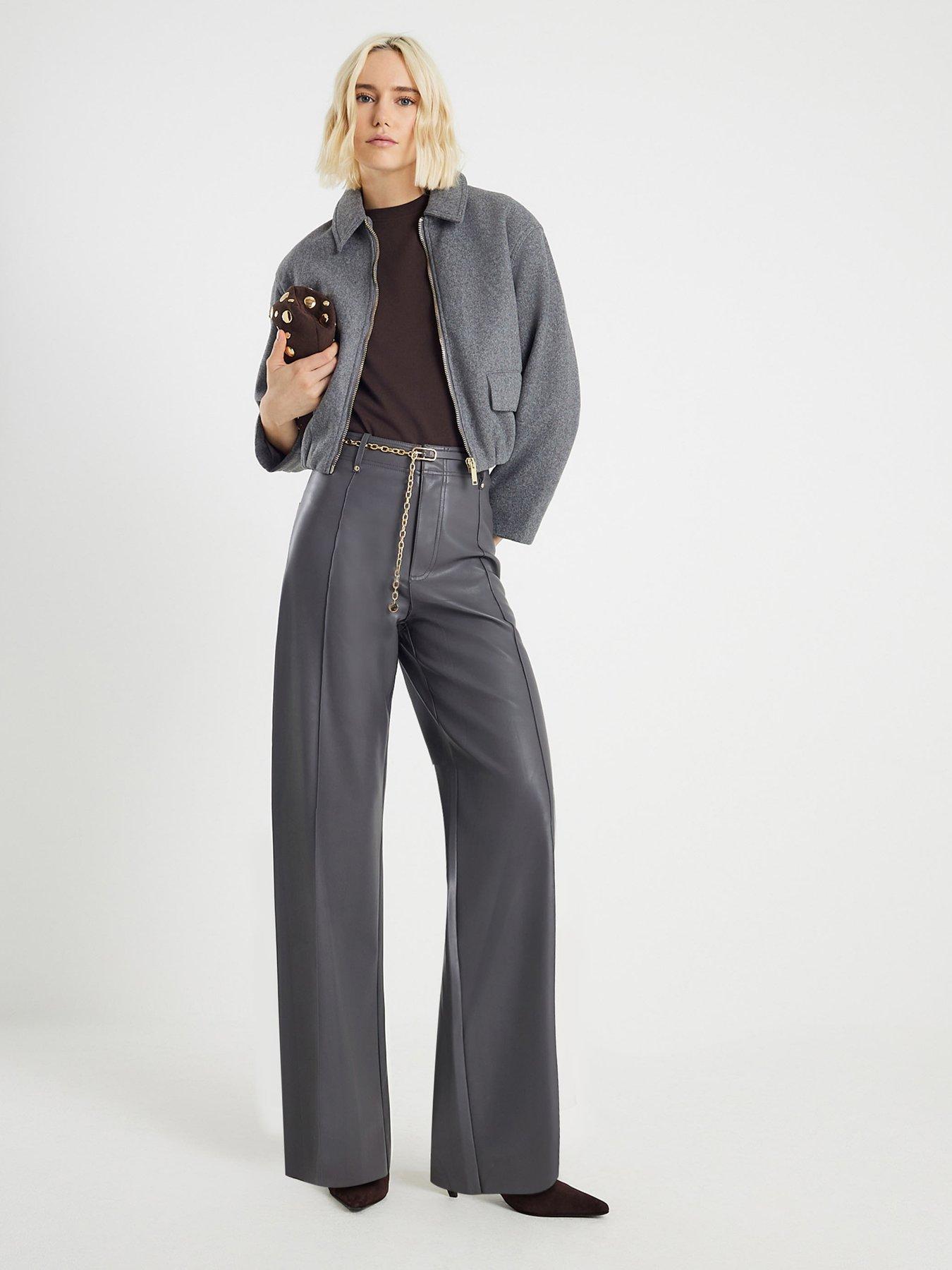  image of river-island-chain-belt-seam-detail-trouser-grey