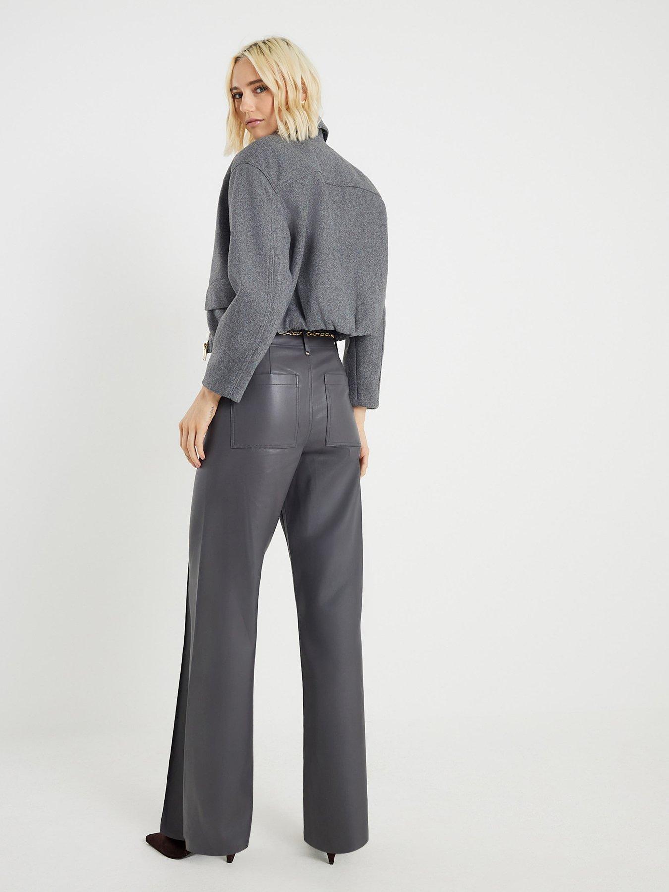  image of river-island-chain-belt-seam-detail-trouser-grey