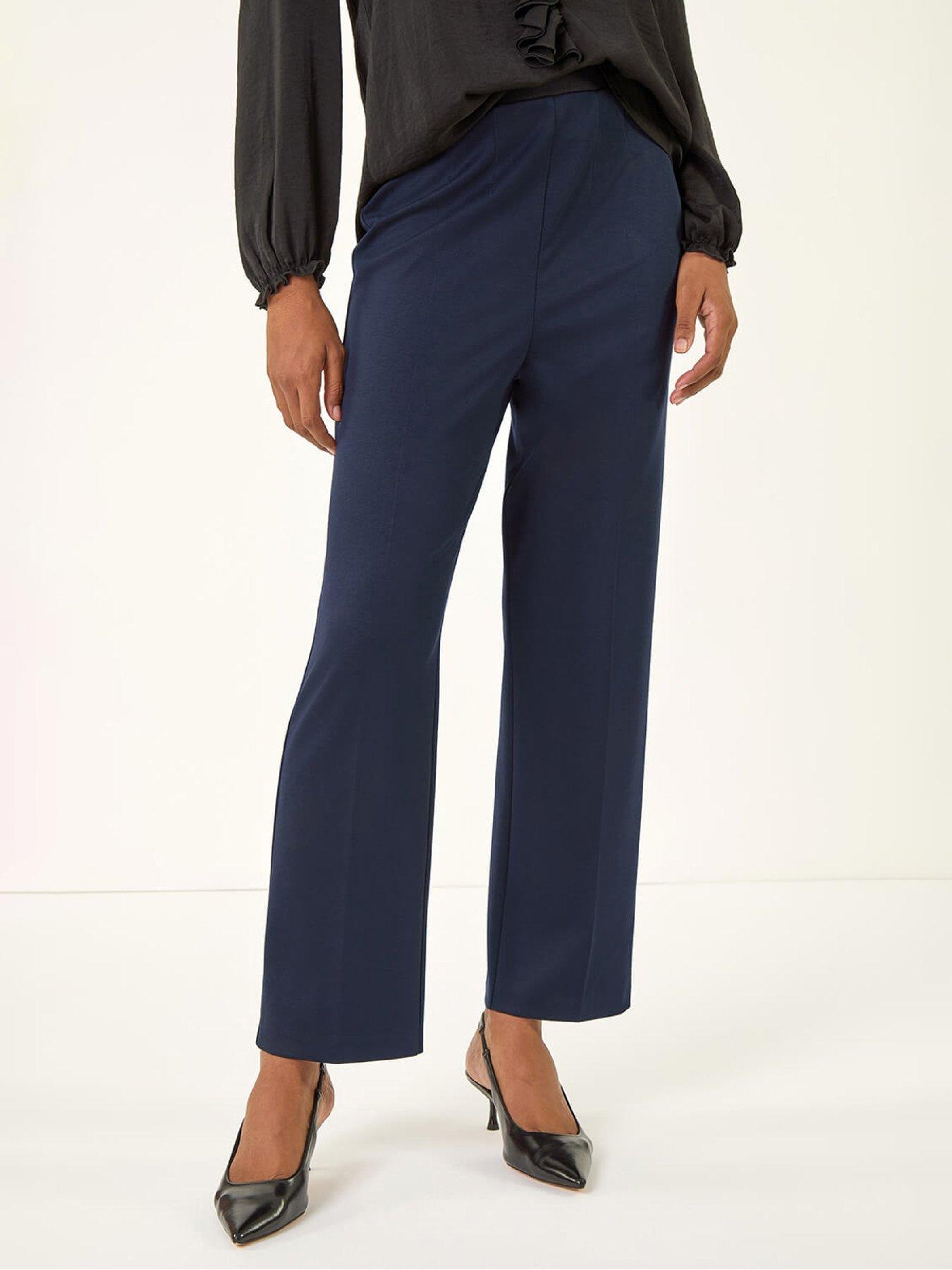 Roman Straight Leg Ponte Stretch Trouser - Navy