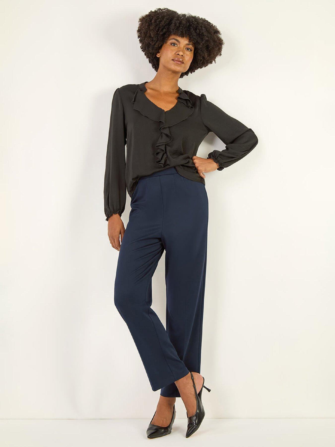  image of roman-straight-leg-ponte-stretch-trouser-navy