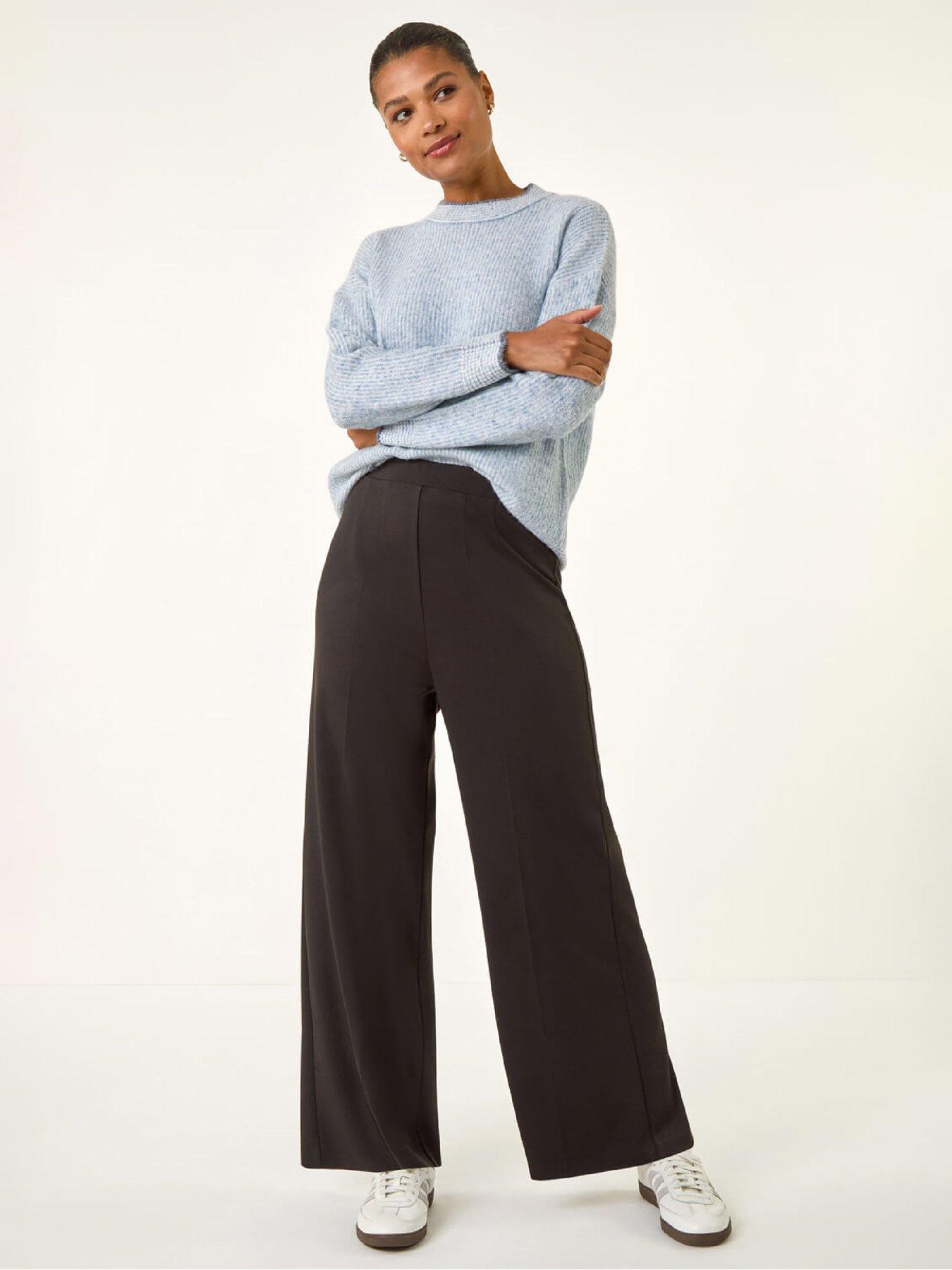  image of roman-wide-leg-ponte-stretch-trouser-black