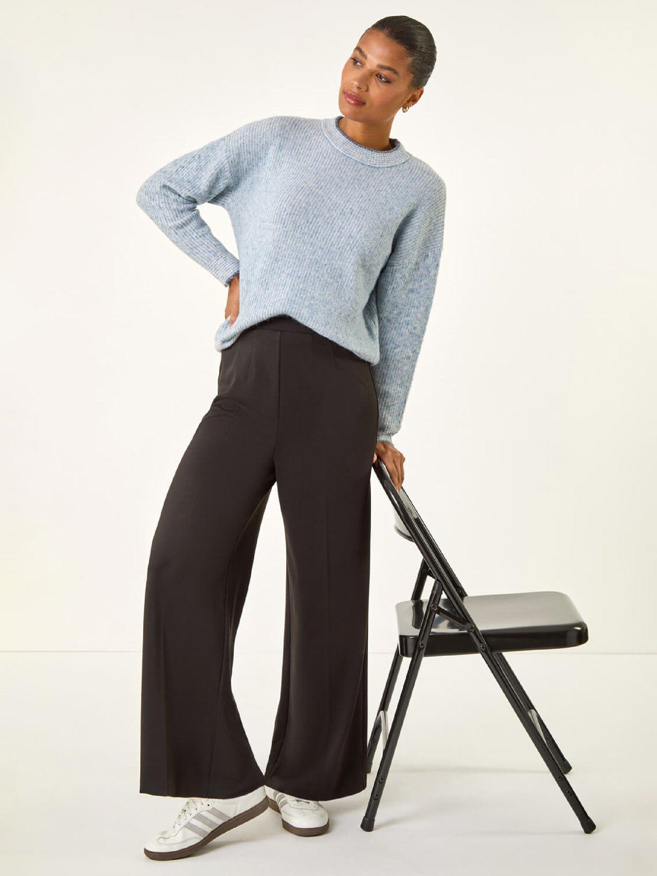  image of roman-wide-leg-ponte-stretch-trouser-black