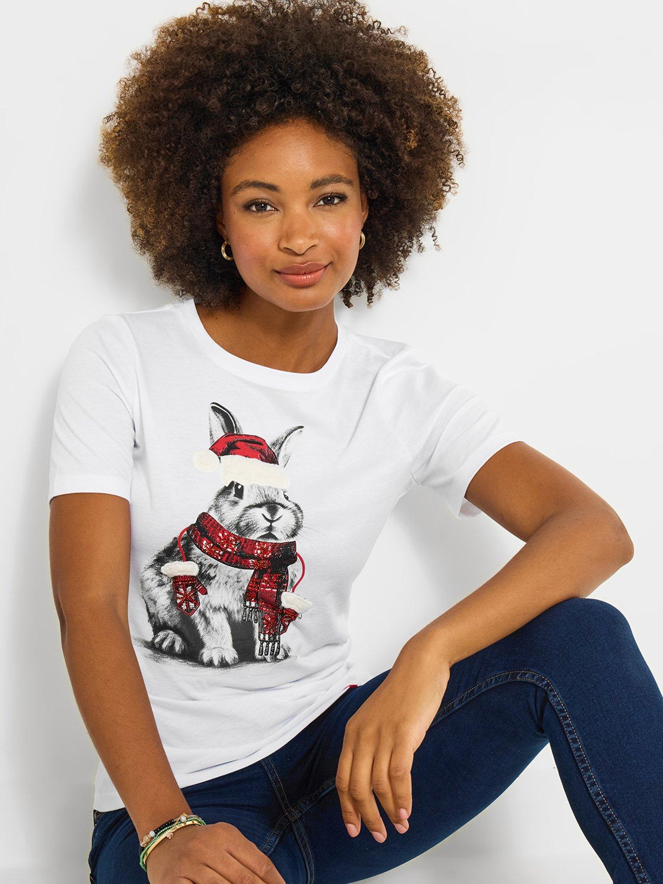 Joe Browns Fun And Festive Embroidered Bunny T-shirt - White