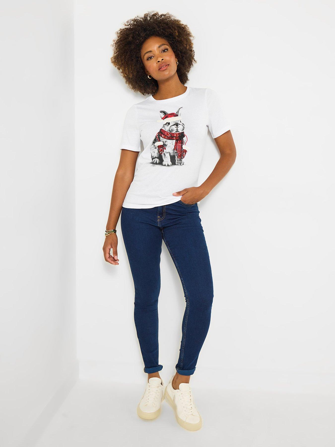  image of joe-browns-fun-and-festive-embroidered-bunny-t-shirt-white