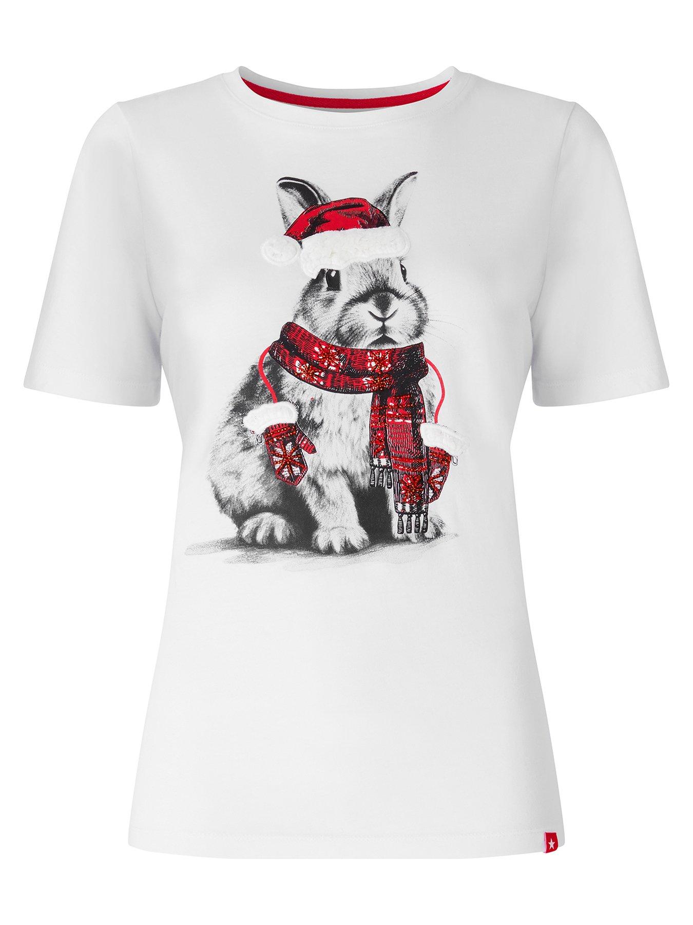  image of joe-browns-fun-and-festive-embroidered-bunny-t-shirt-white