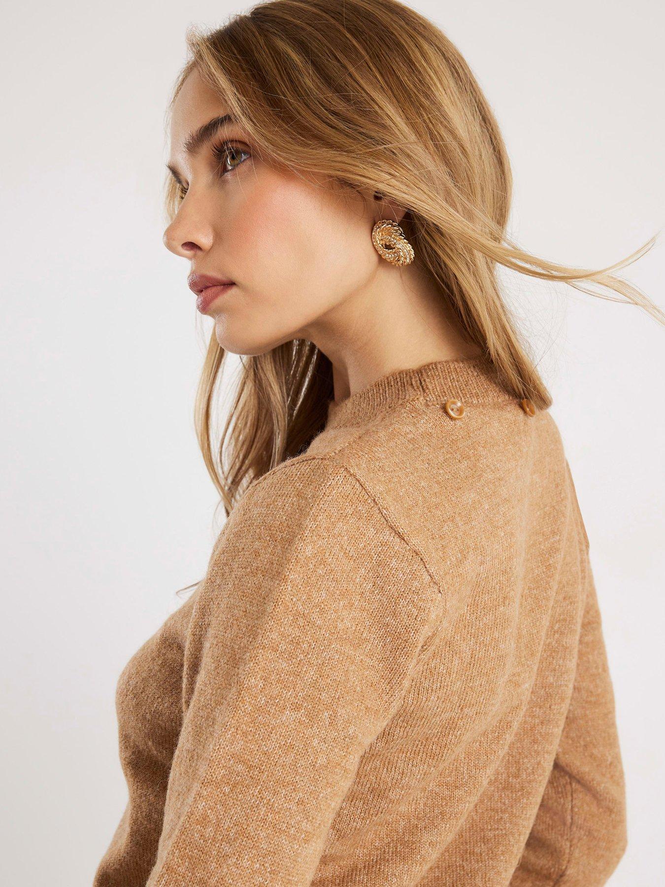  image of river-island-knit-scarf-jumper-brown